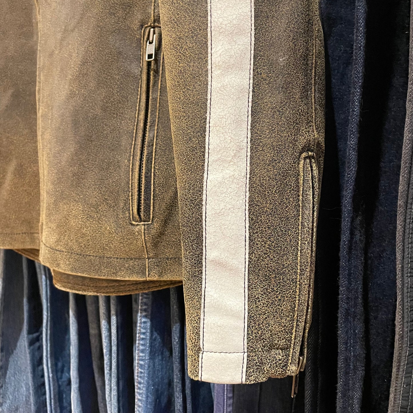 Distressed Leather Jacket Brown