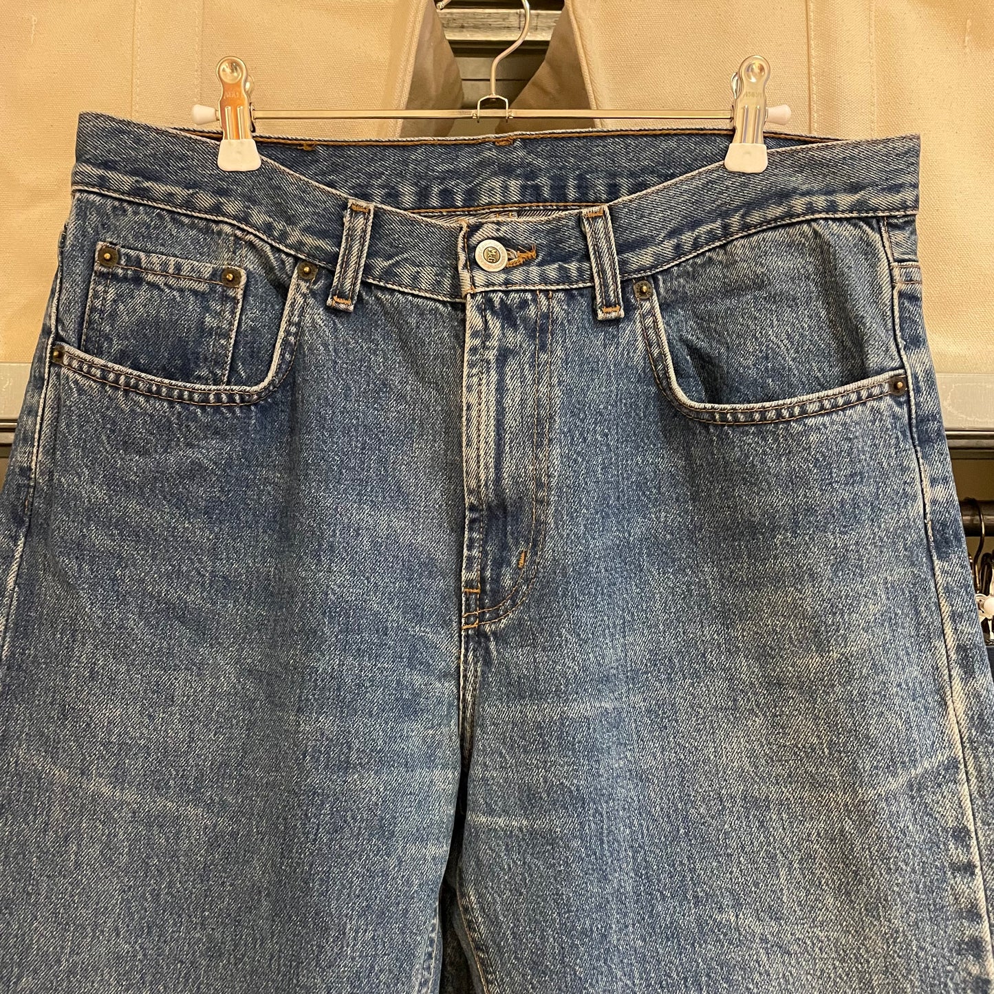 Ring Spun Jeans Mid Wash Blue Cut Off Ideal Zip
