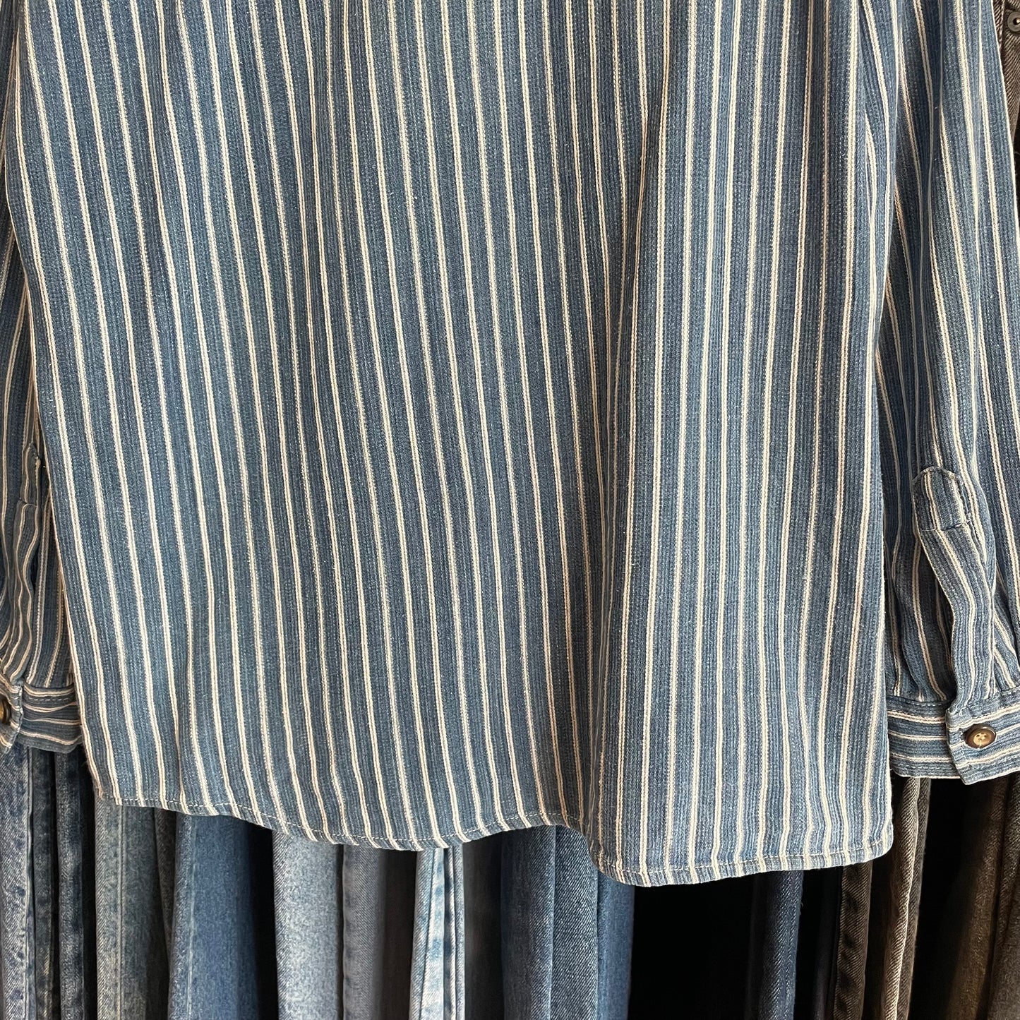Striped Utility Shirt Blue Cotton