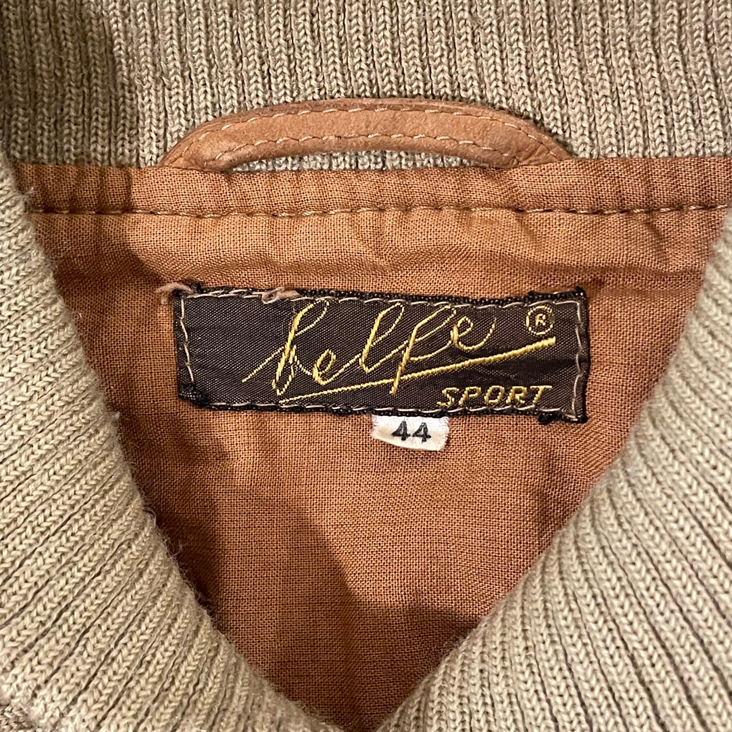 Rib Collar Leather Jacket Tan