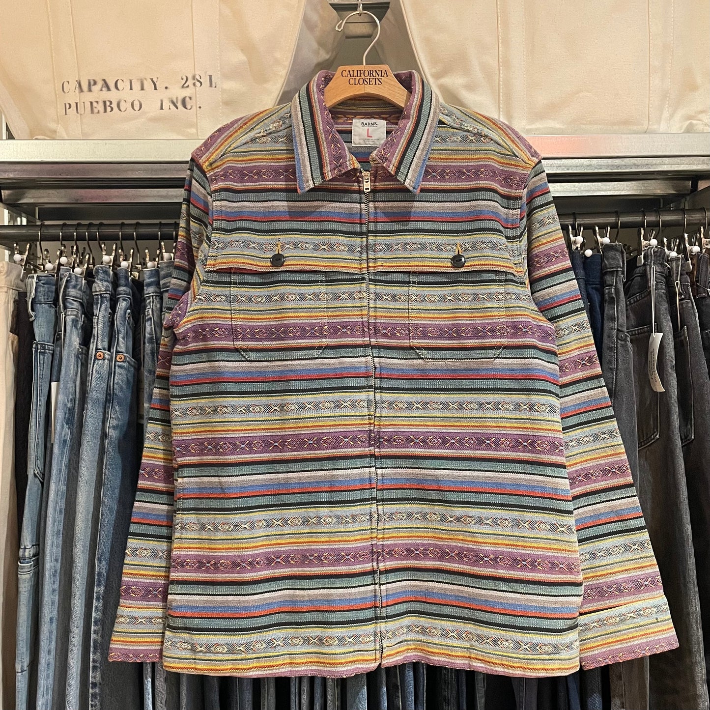 Native Pattern Cotton Jacket Multi-Color