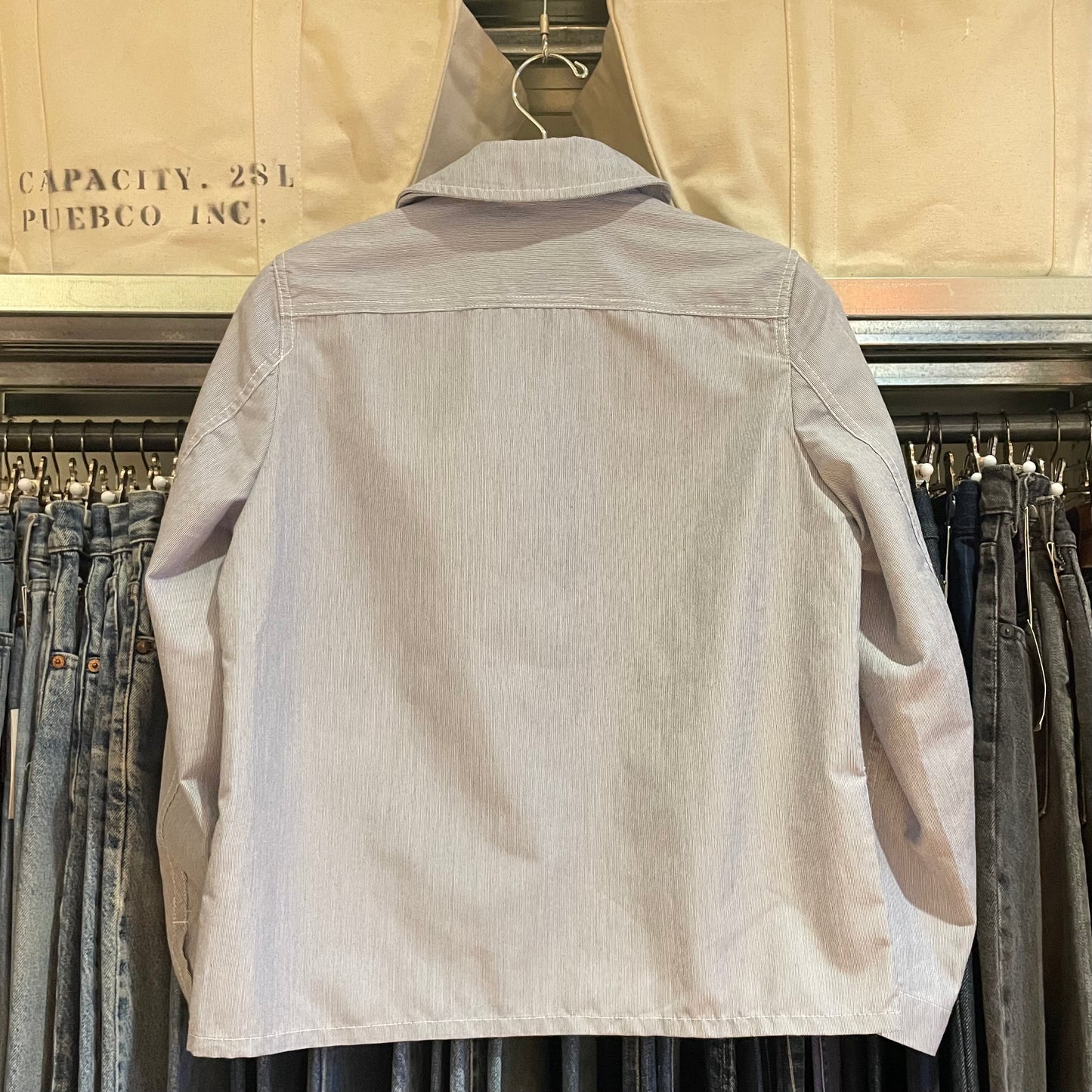 Striped Cotton Button Jacket Blue