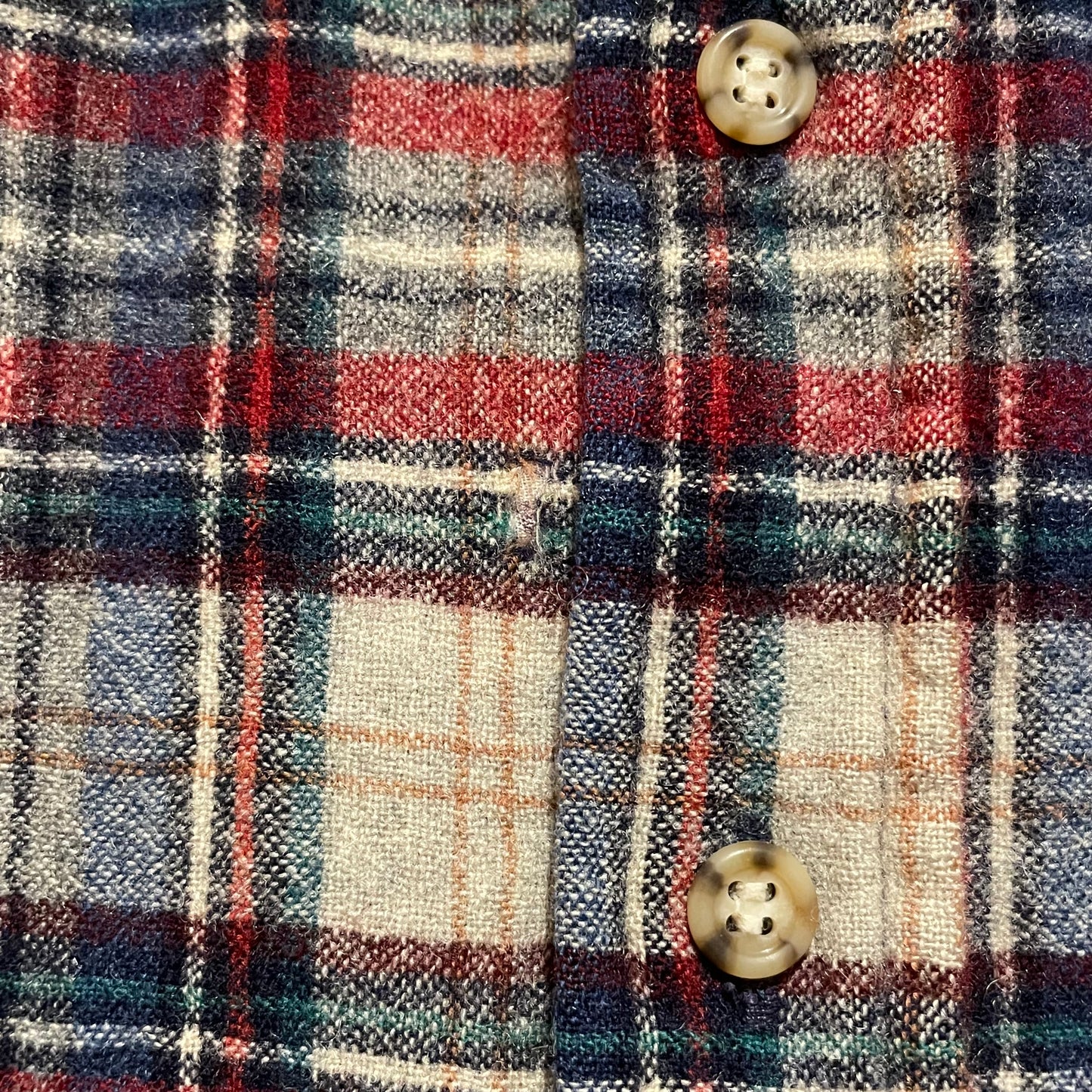 Remake Plaid Wool Shirt with Embroidery