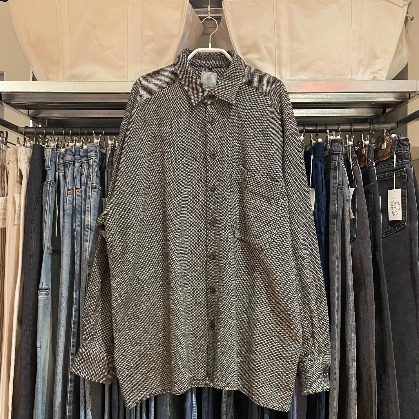 Textured Wool Shirt Jacket Gray
