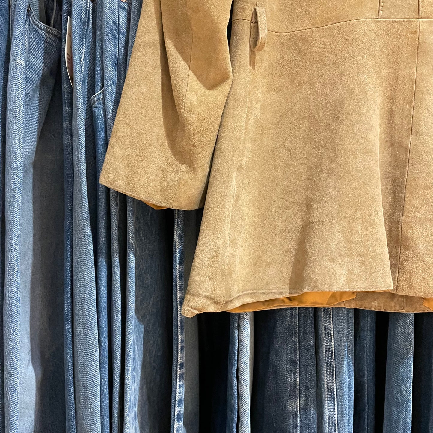 Notch Collar Leather Coat Camel