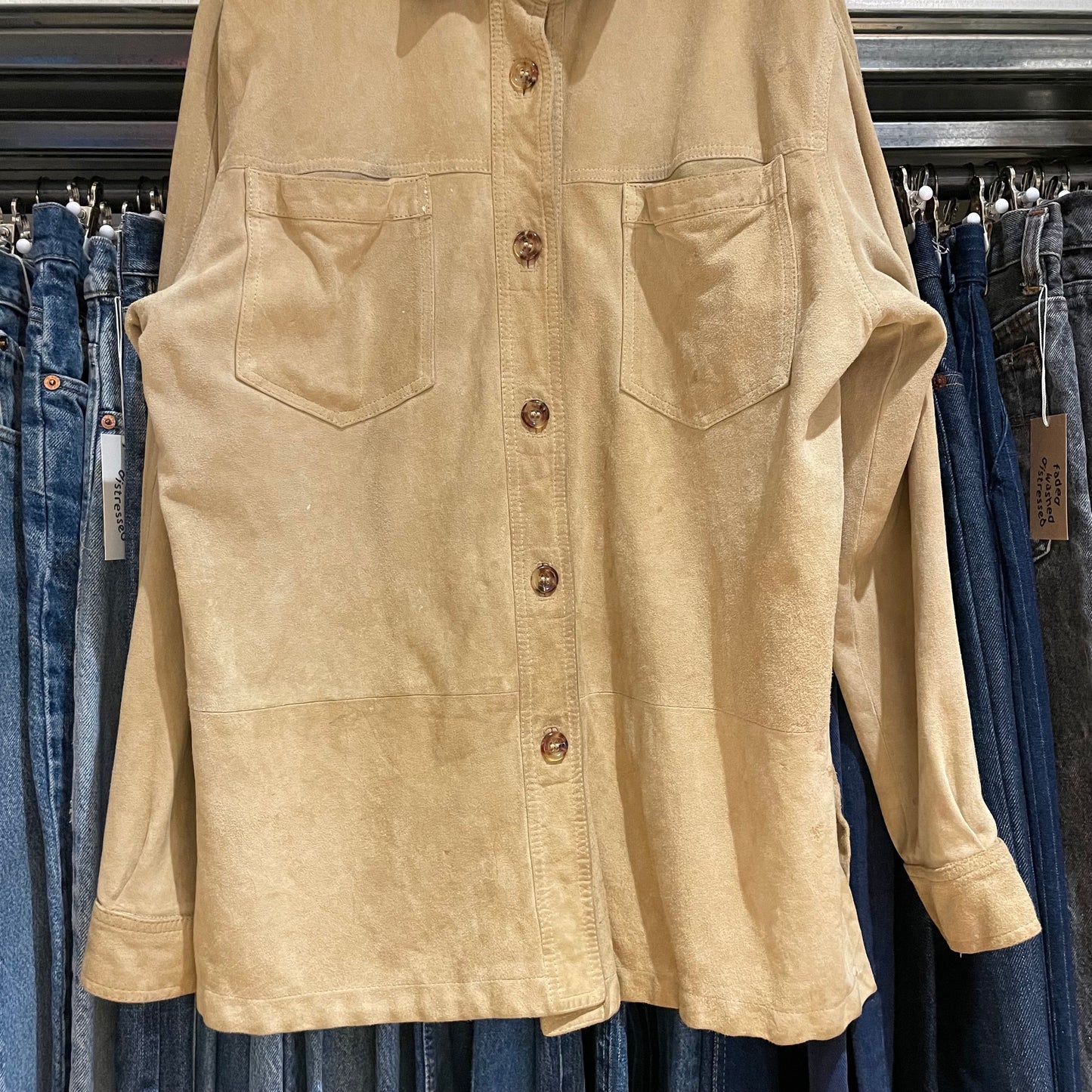 Double Pocket Leather Shirt Tan