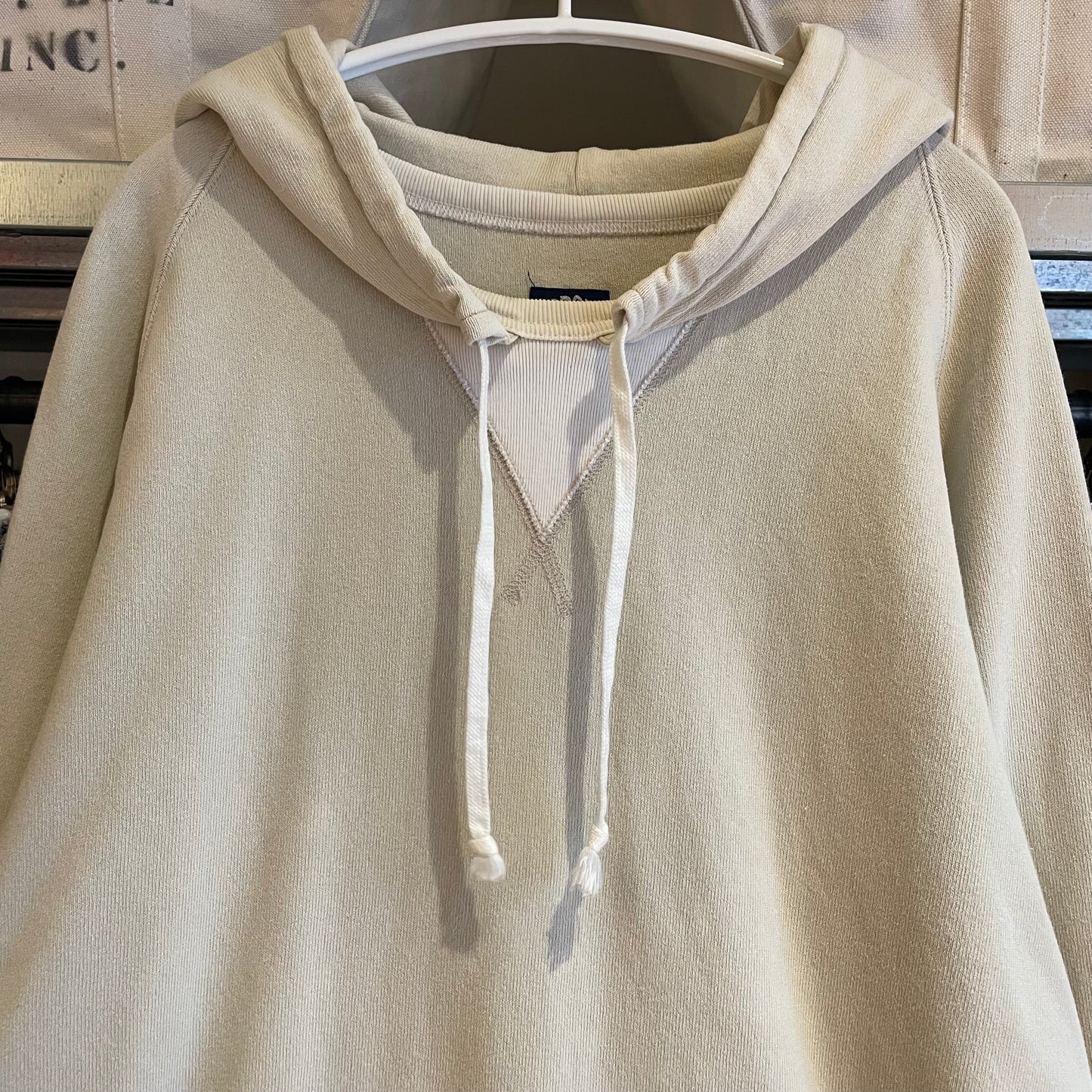 Beige Sewn Hood Sweatshirt
