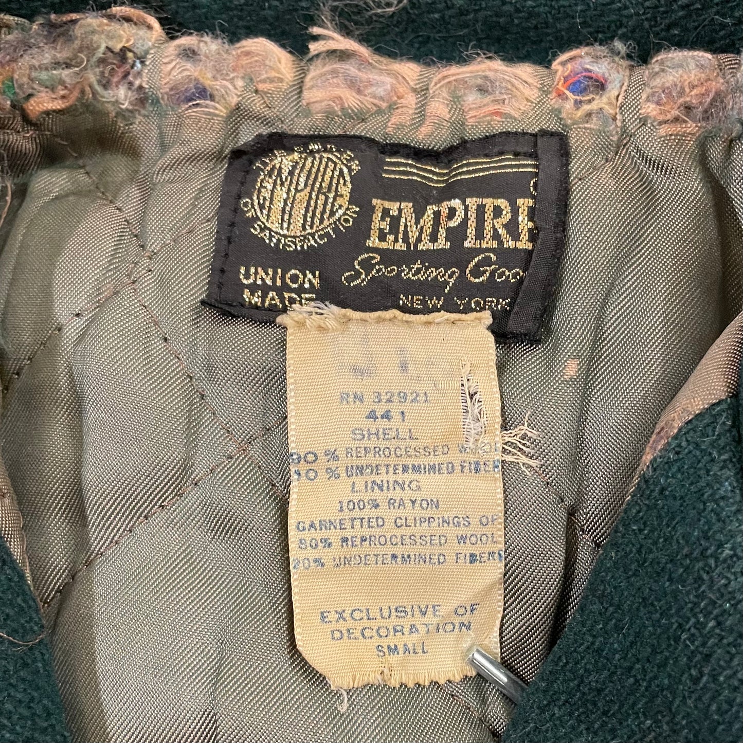 Chainstitch Varsity Jacket Green Wool Distressed
