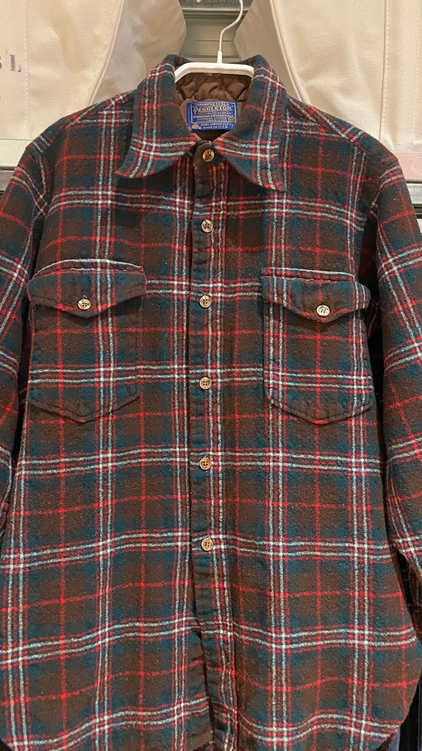 Plaid Virgin Wool Flannel Shirt Red