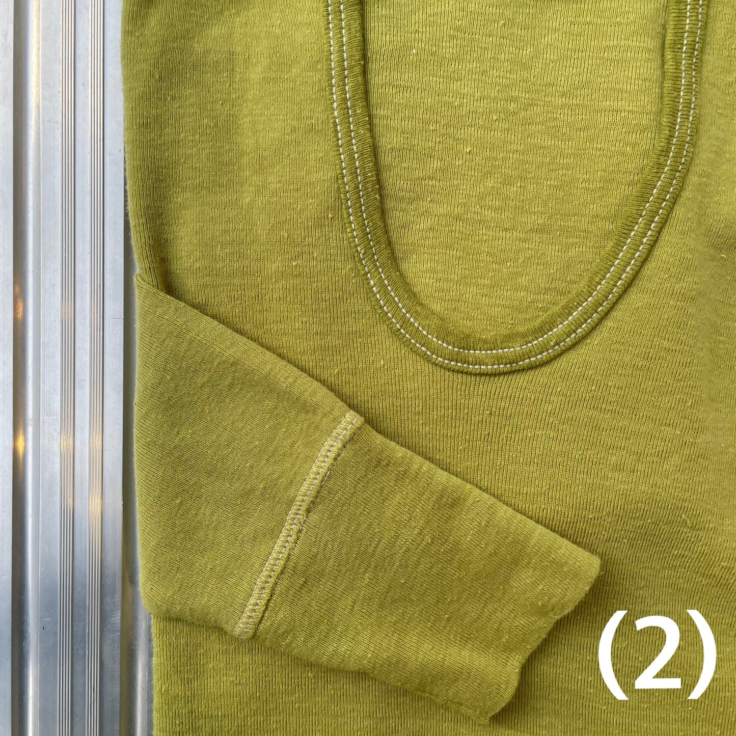 Dyed German Military U-Neck L/S T-Shirt Green