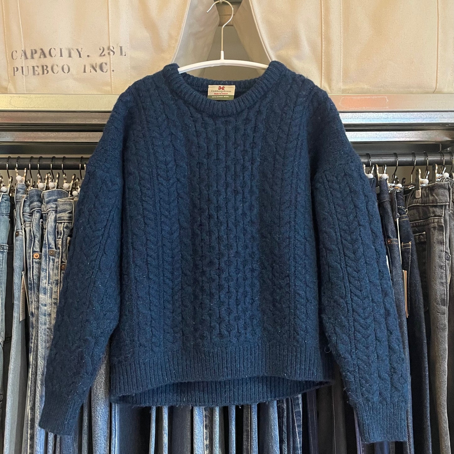 Cable Knit Merino Sweater Navy