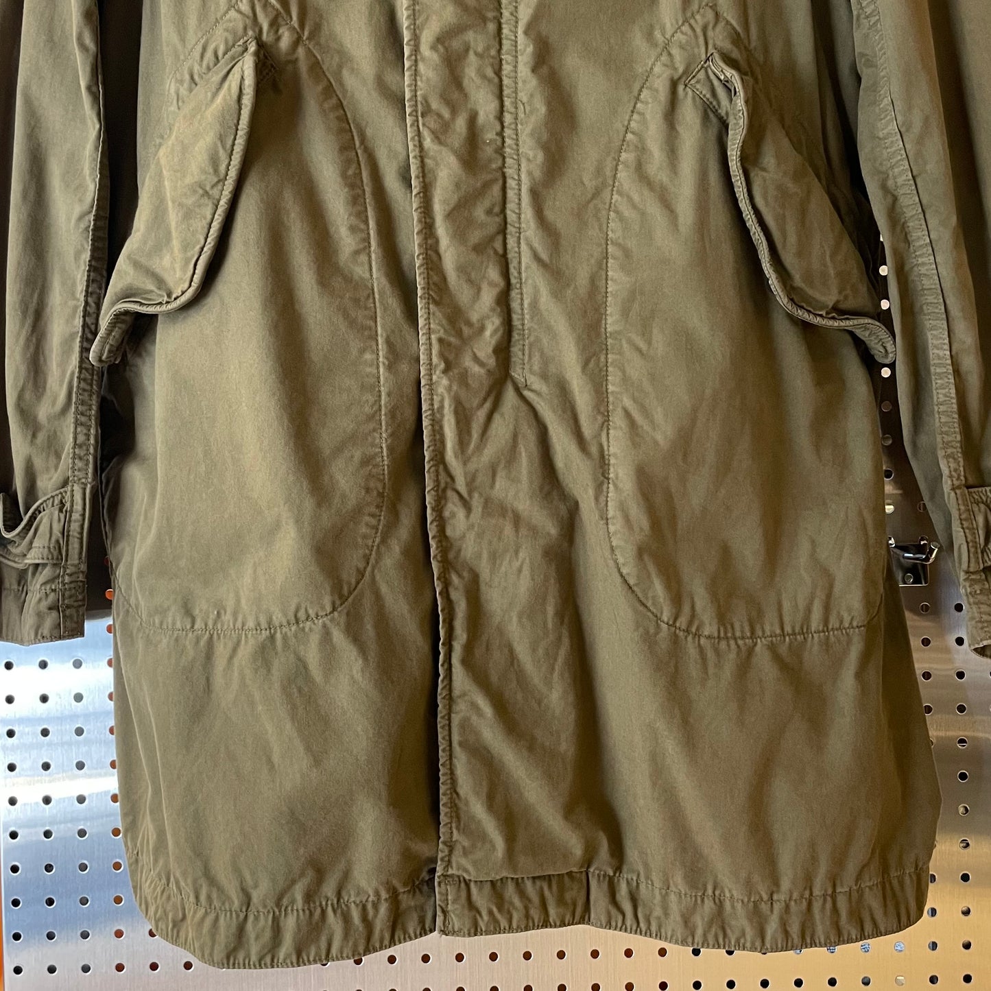 Drawstring Hood Parka Olive Green Military