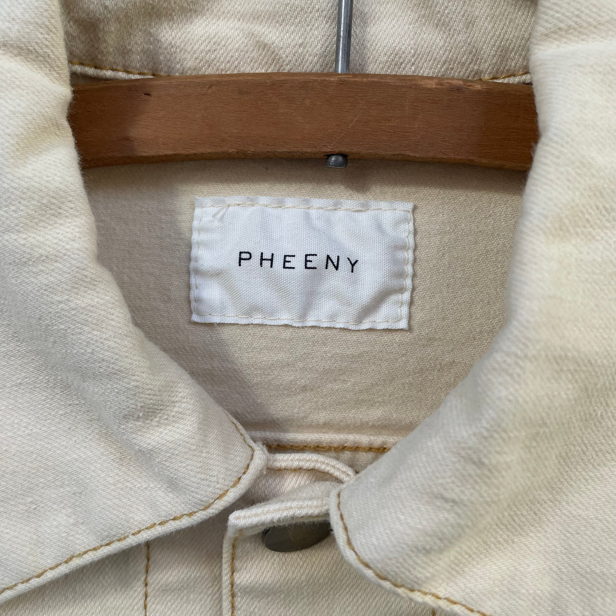 Contrast Trim Denim Jacket Ivory
