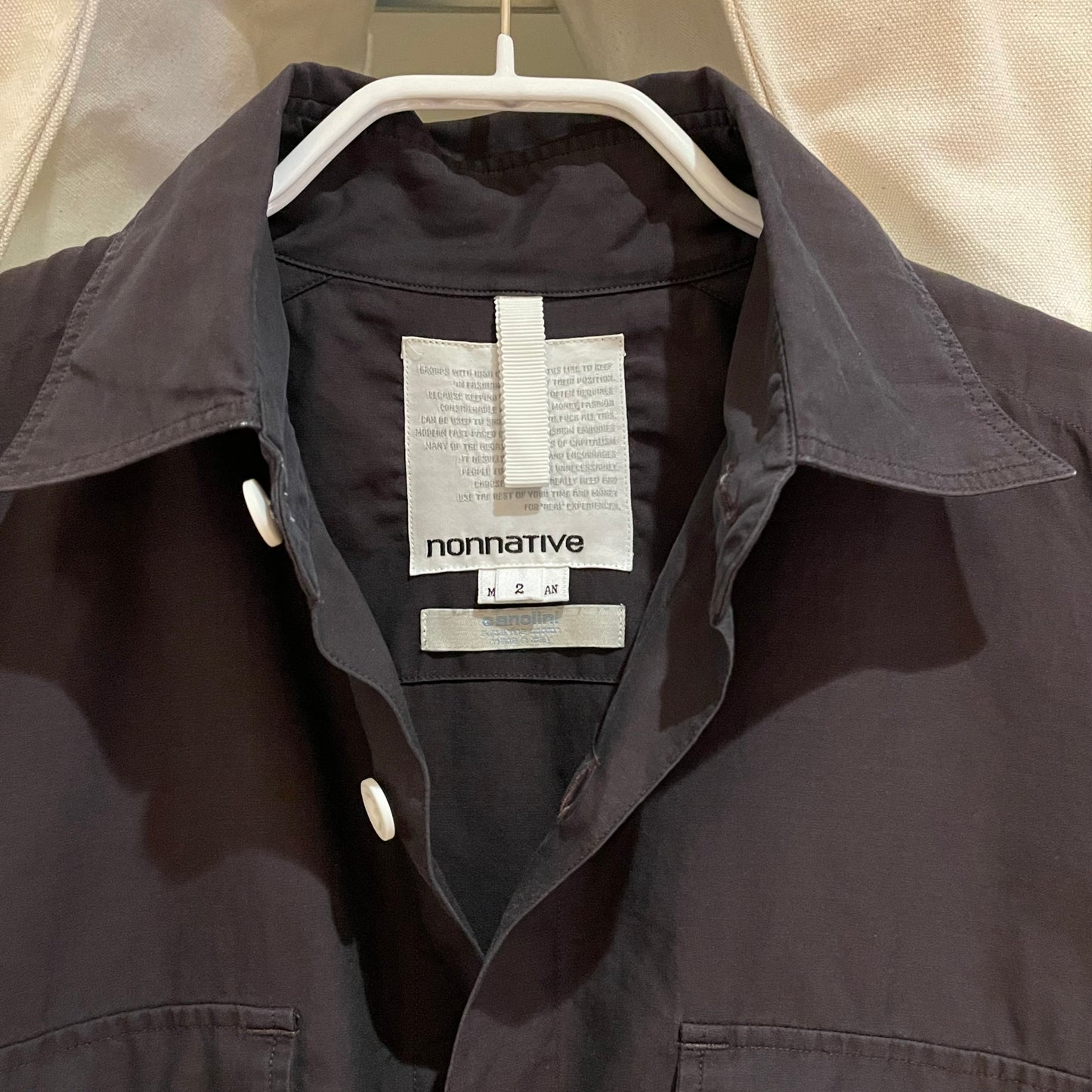 Black Button-Flap Work Shirt Canolini Superfine Cotton