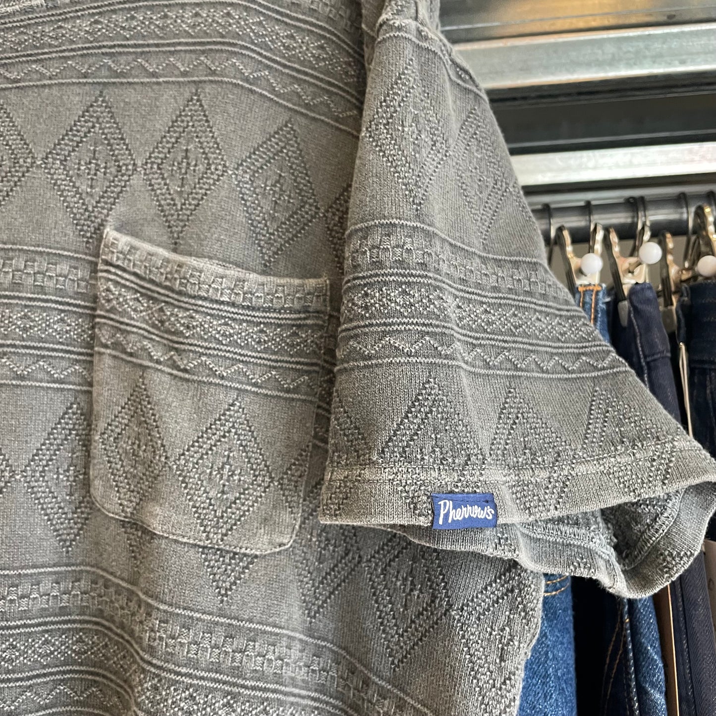 Diamond Jacquard Pocket Tee Black