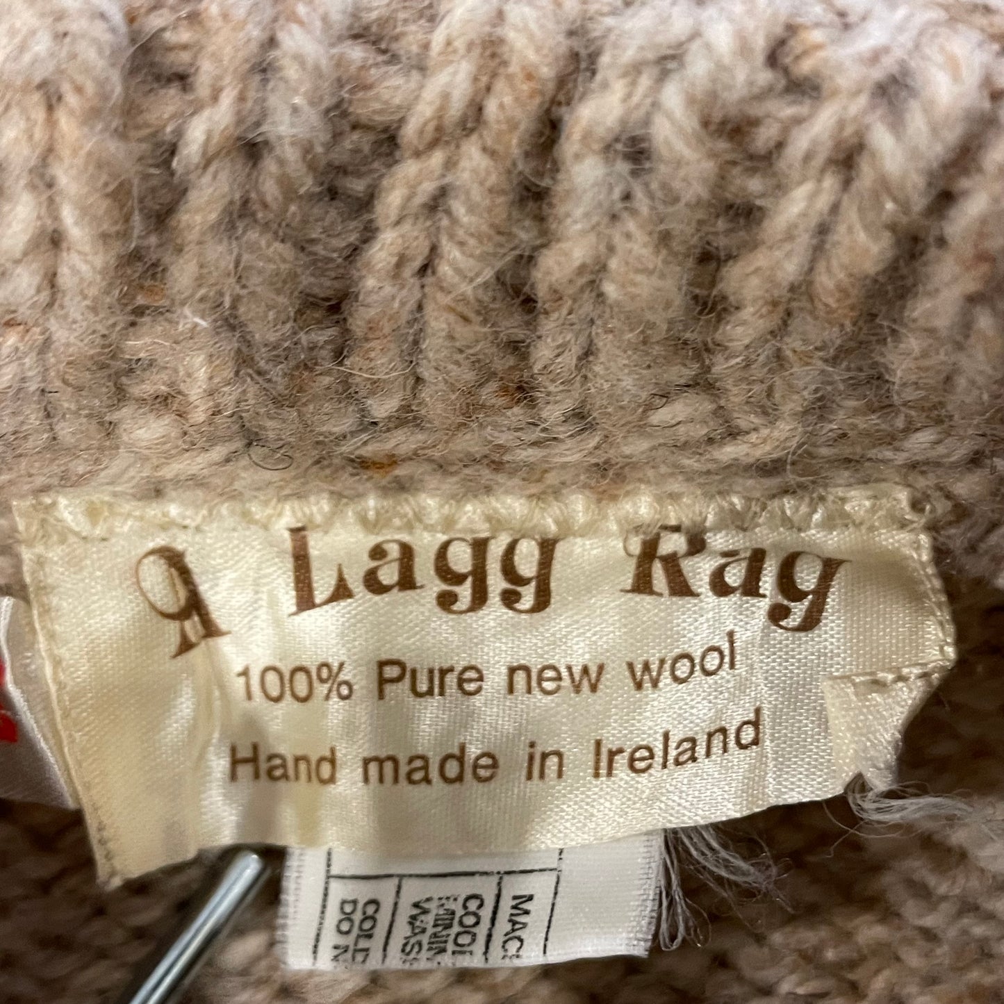 Elbow Patch Hand Knit Sweater Beige