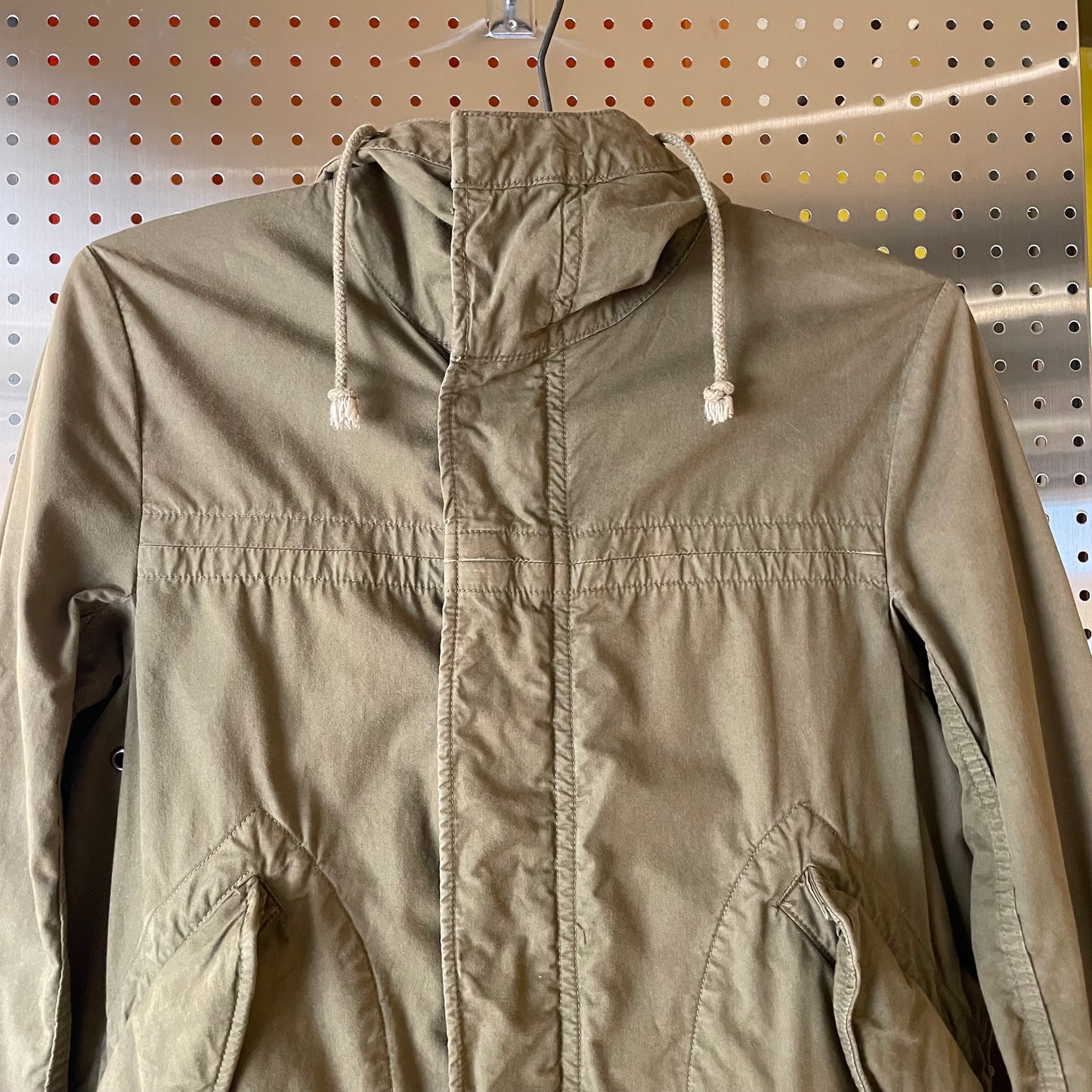 Drawstring Hood Parka Olive Green Military