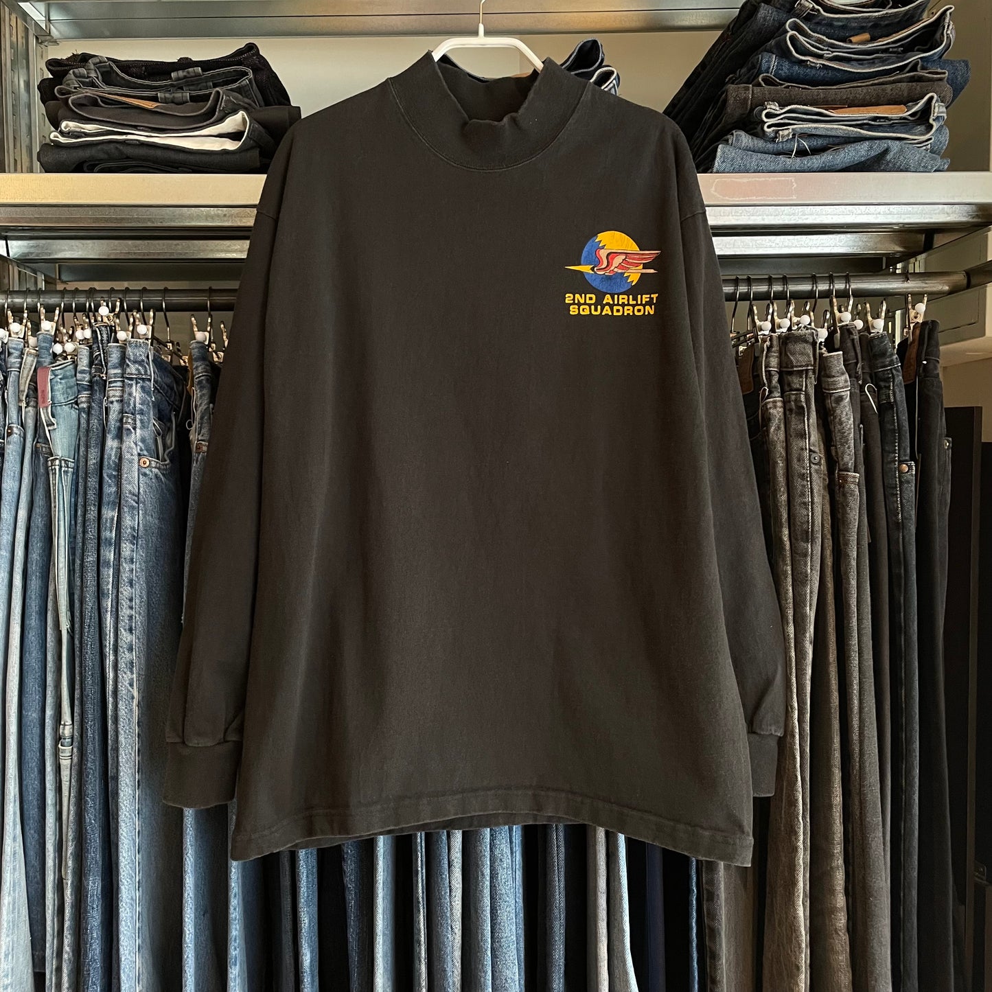 2nd Airlift Squadron L/S T-Shirt Black Cotton