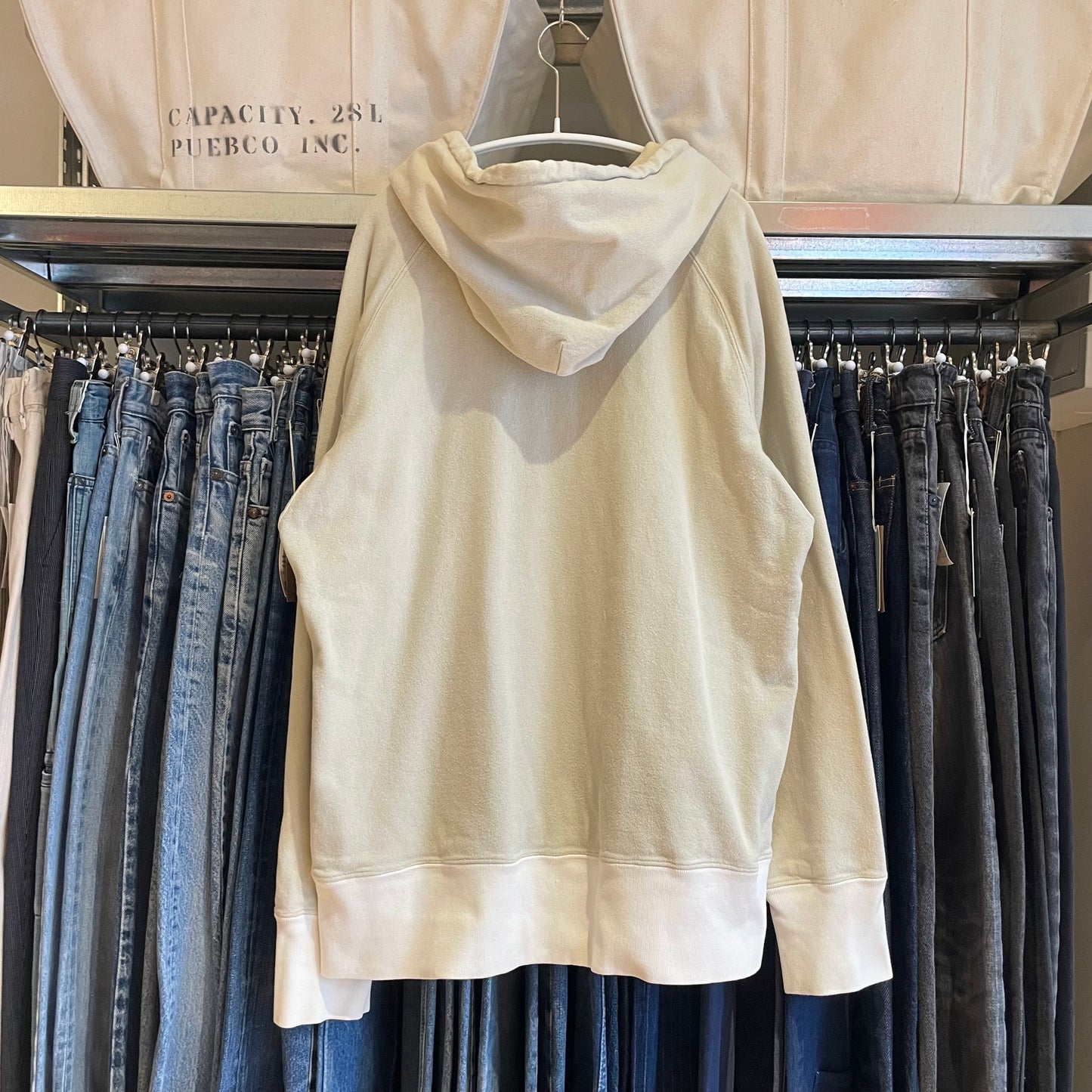 Beige Sewn Hood Sweatshirt