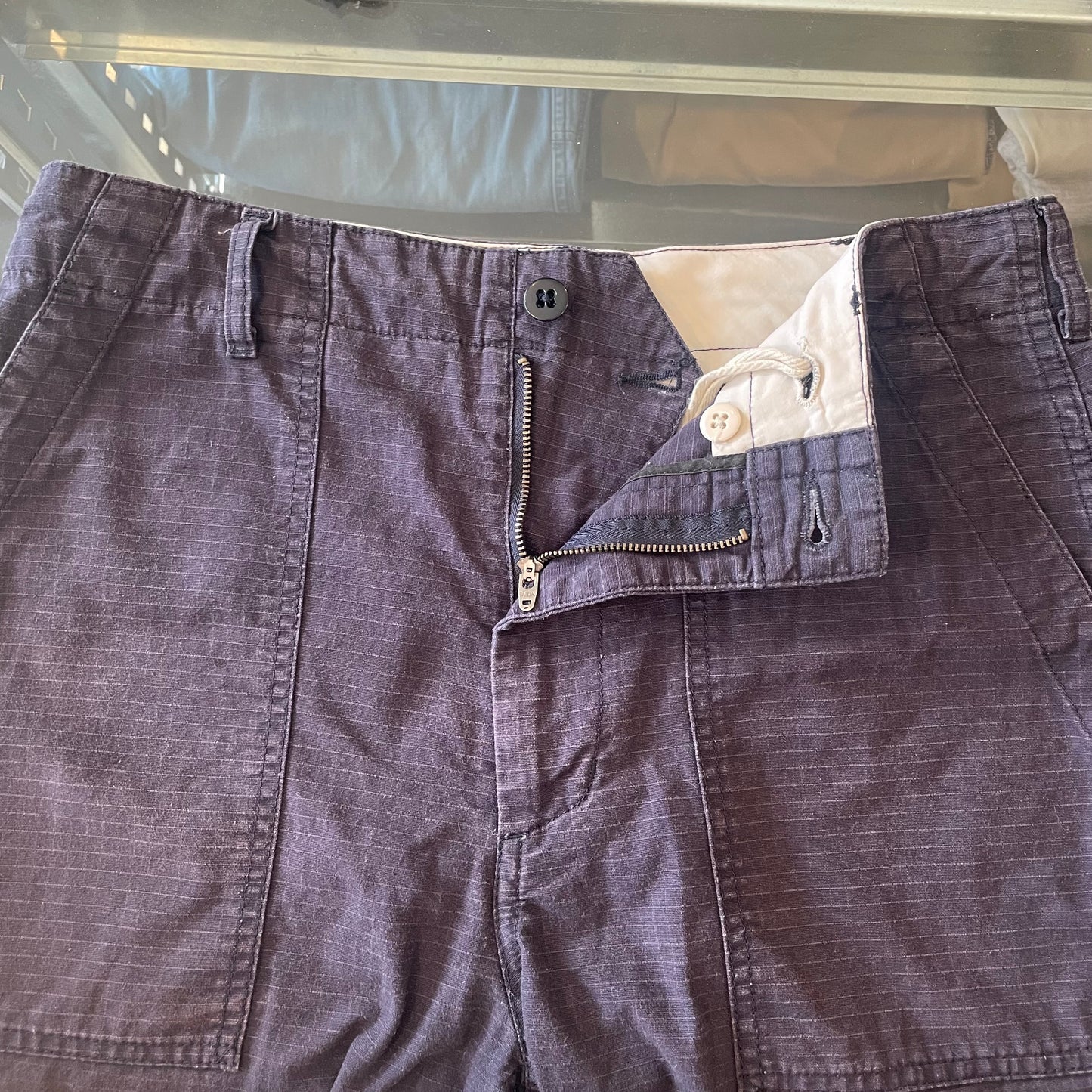 EG Navy Cotton Shorts Talon Zip