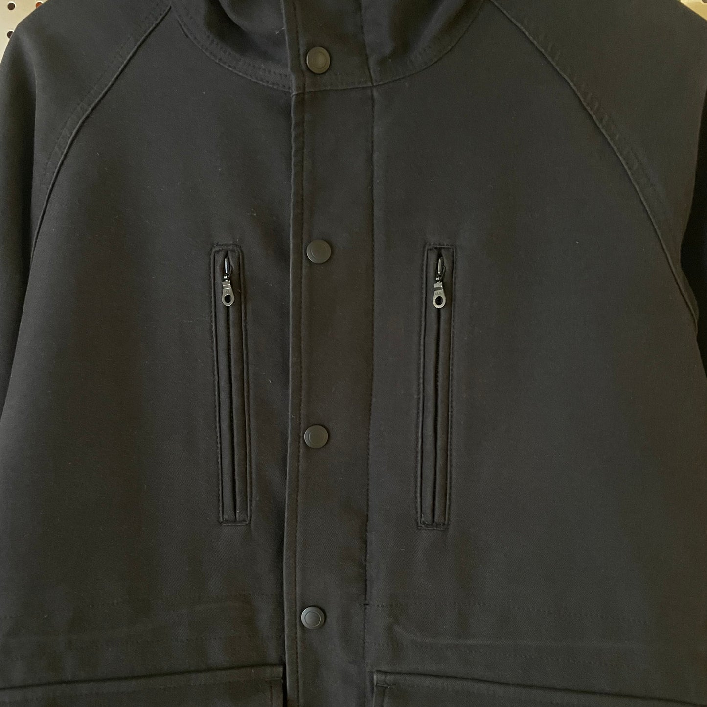 Black Cotton-Wool Hooded Utility Jacket