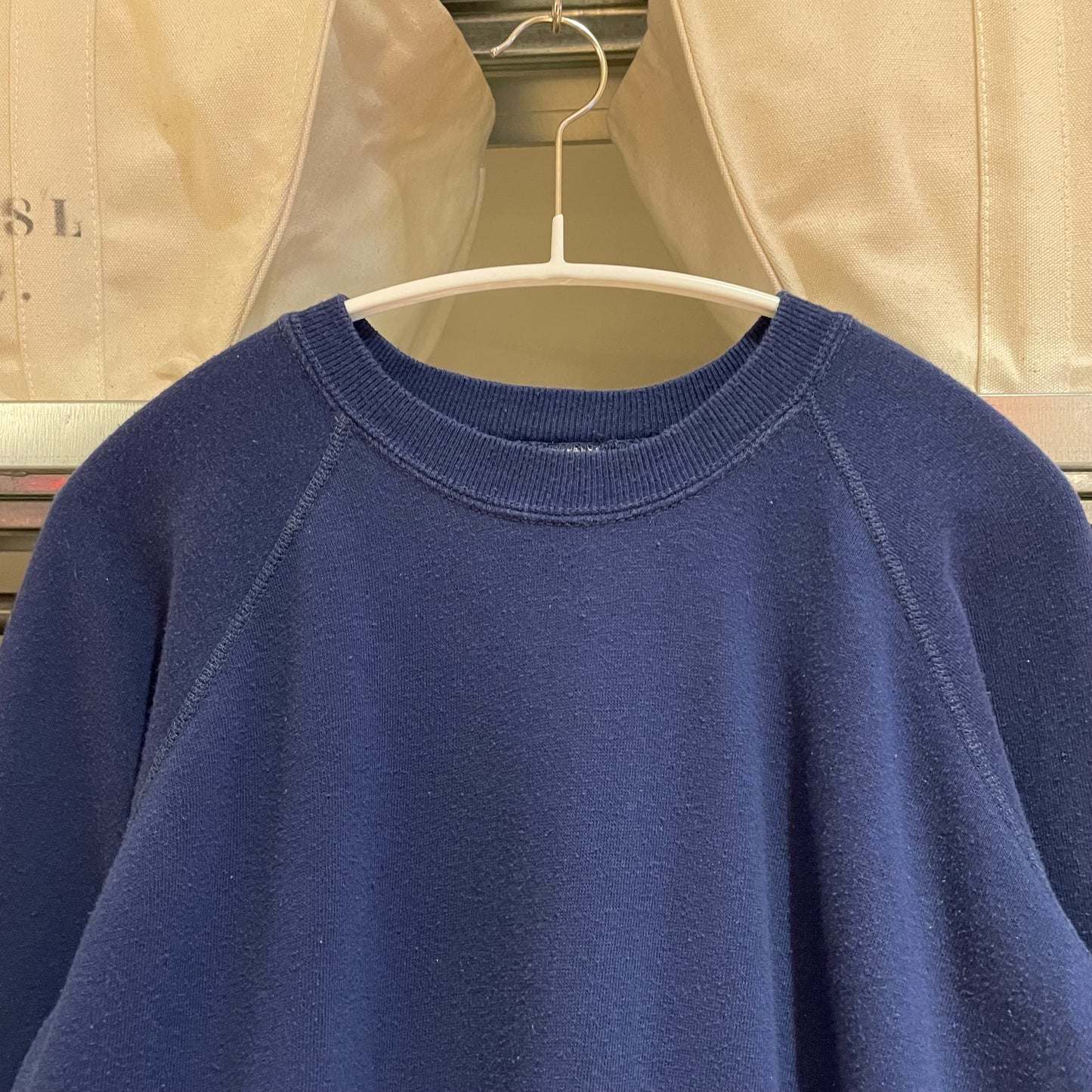 Navy Blank Cotton Blend Sweatshirt