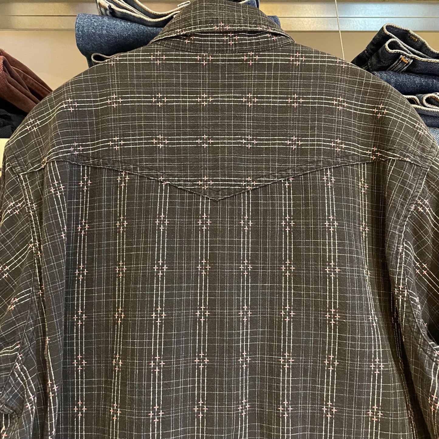 Plaid Western Shirt Black Short Sleeve