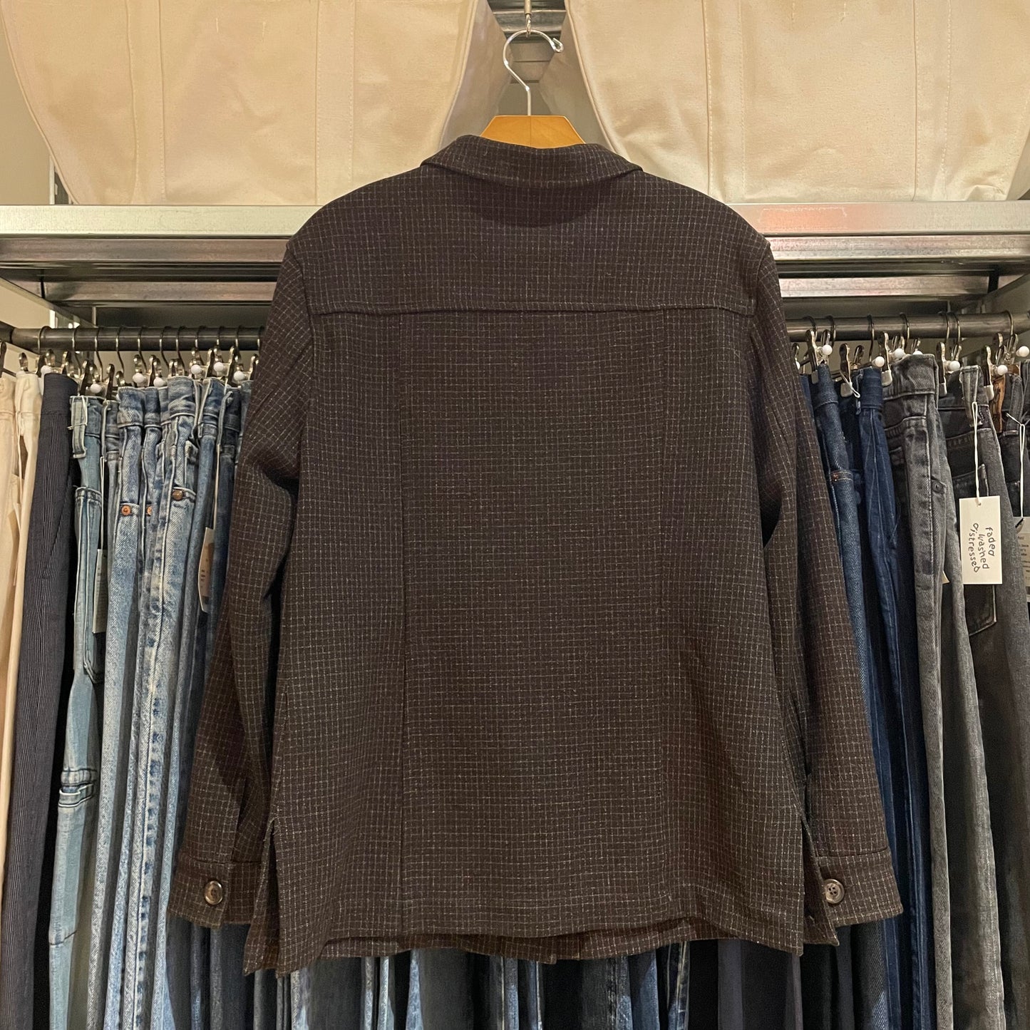 Checked Wool Jacket Brown Buttoned