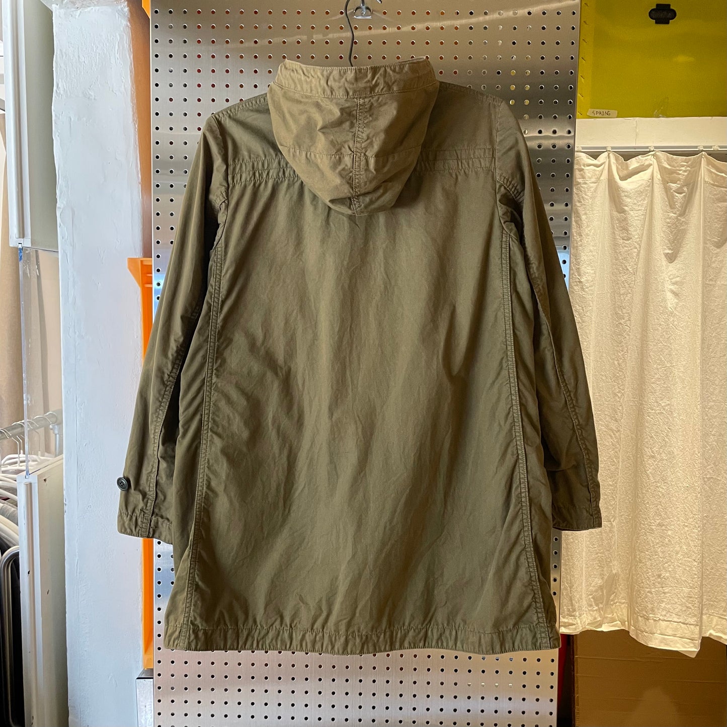 Drawstring Hood Parka Olive Green Military