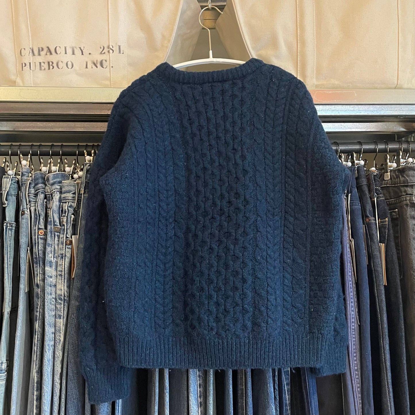 Cable Knit Merino Sweater Navy