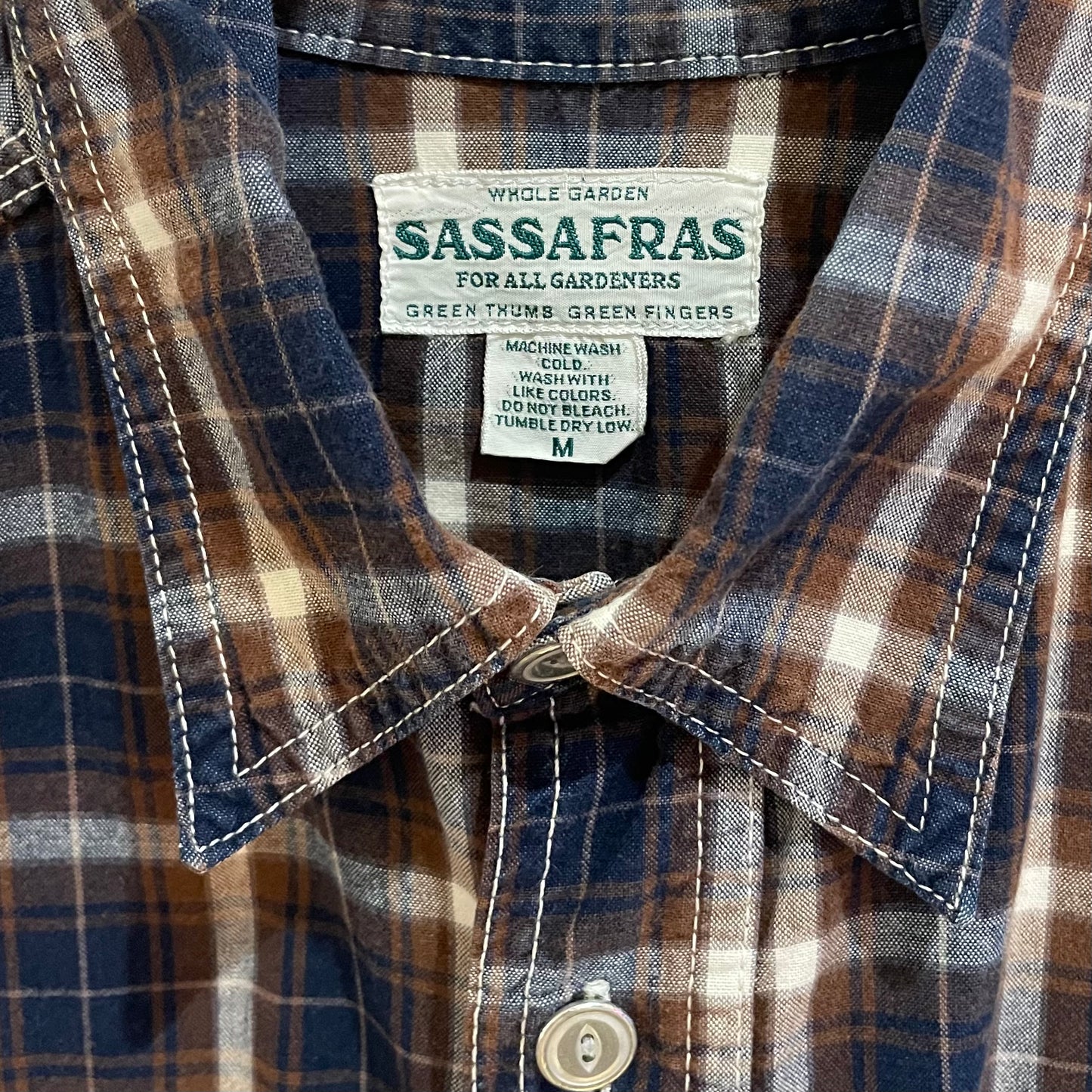 Brown/Navy Plaid Long Sleeve Work Shirt