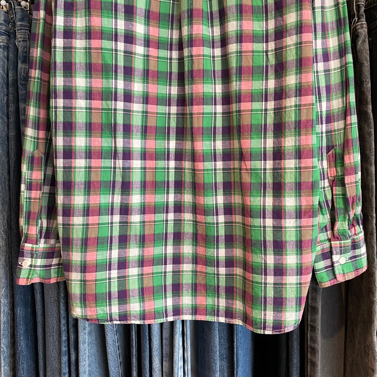 Plaid Button Down Shirt Multi Cotton
