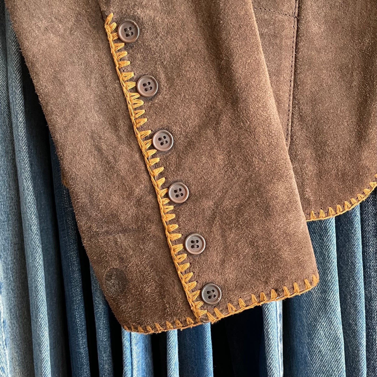 Whipstitch Genuine Leather Blazer Brown