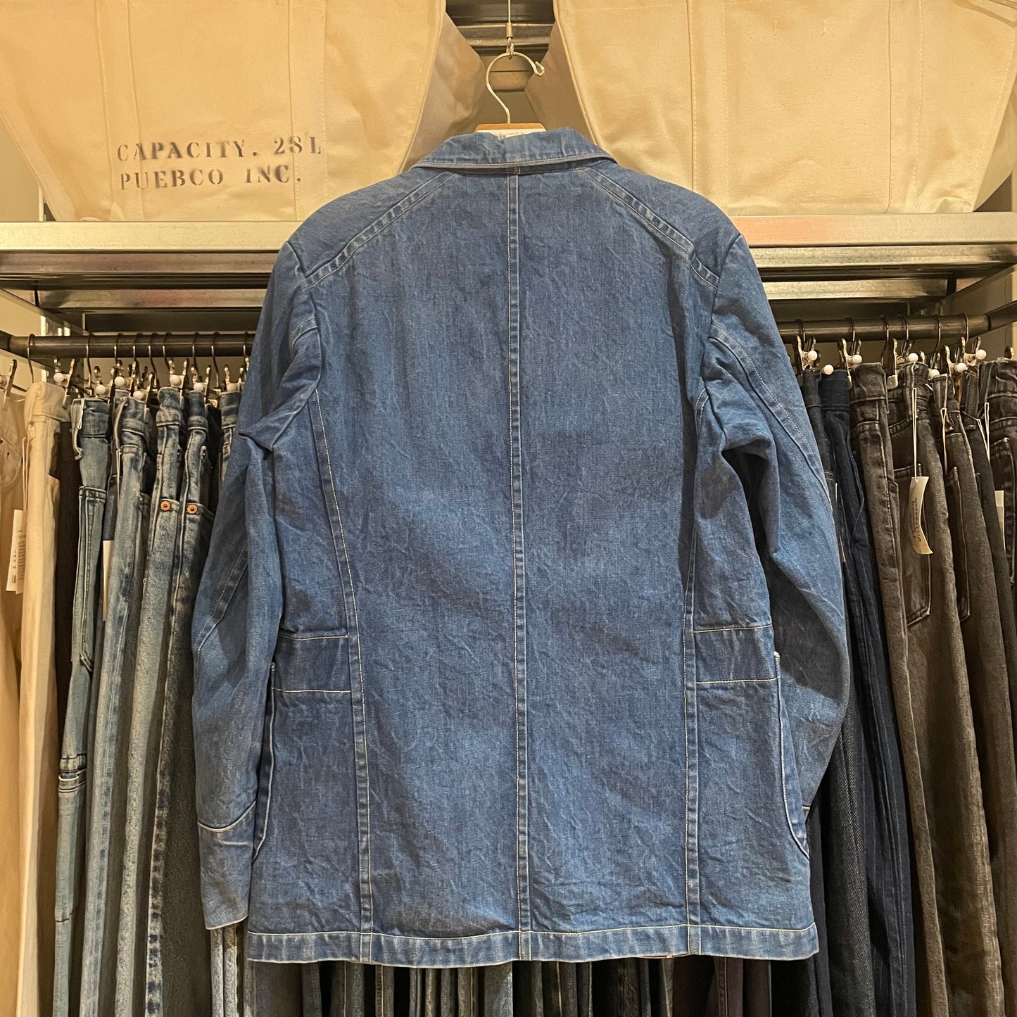 Vintage Tailored Denim Blazer Washed Blue