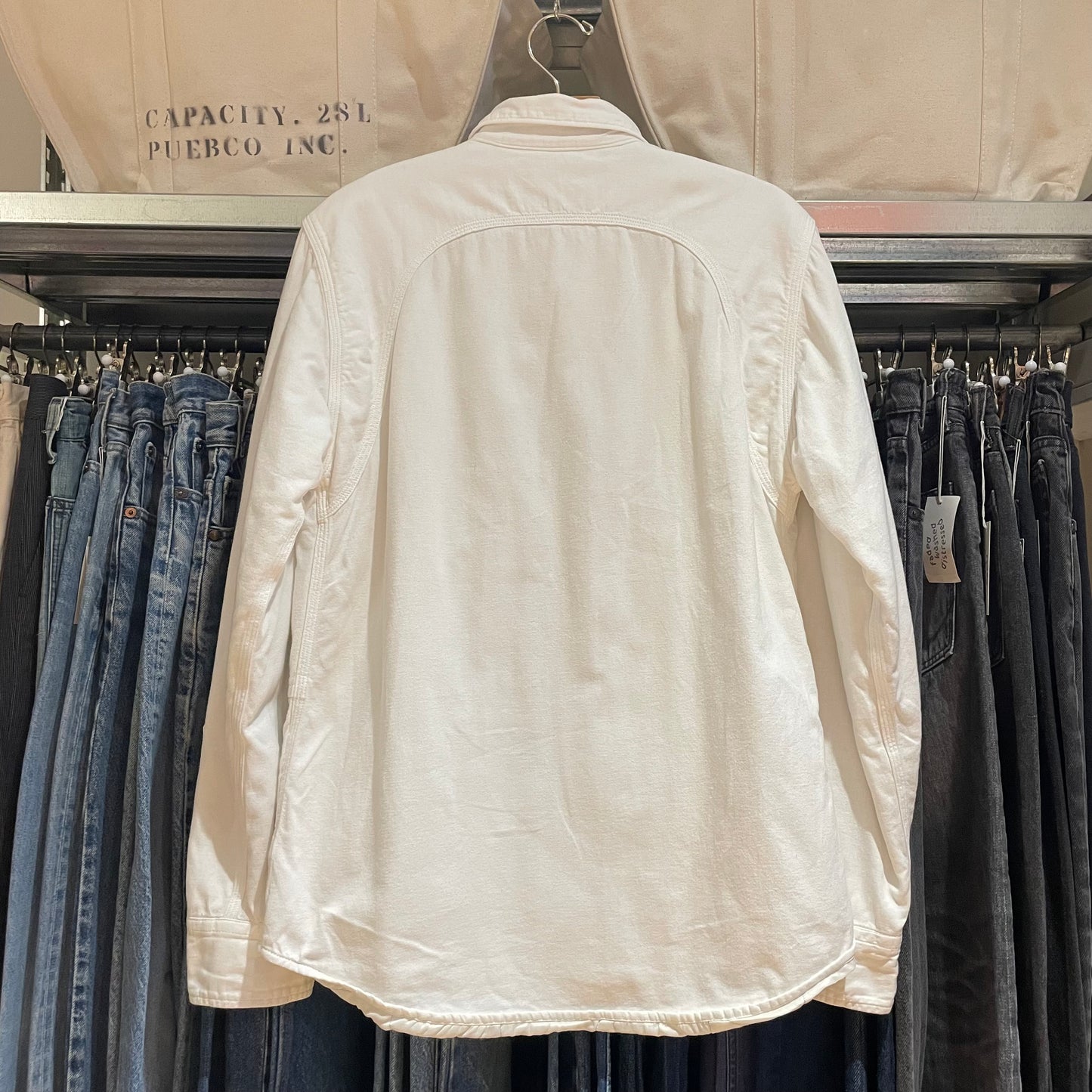 Padded Western Shirt Jacket White