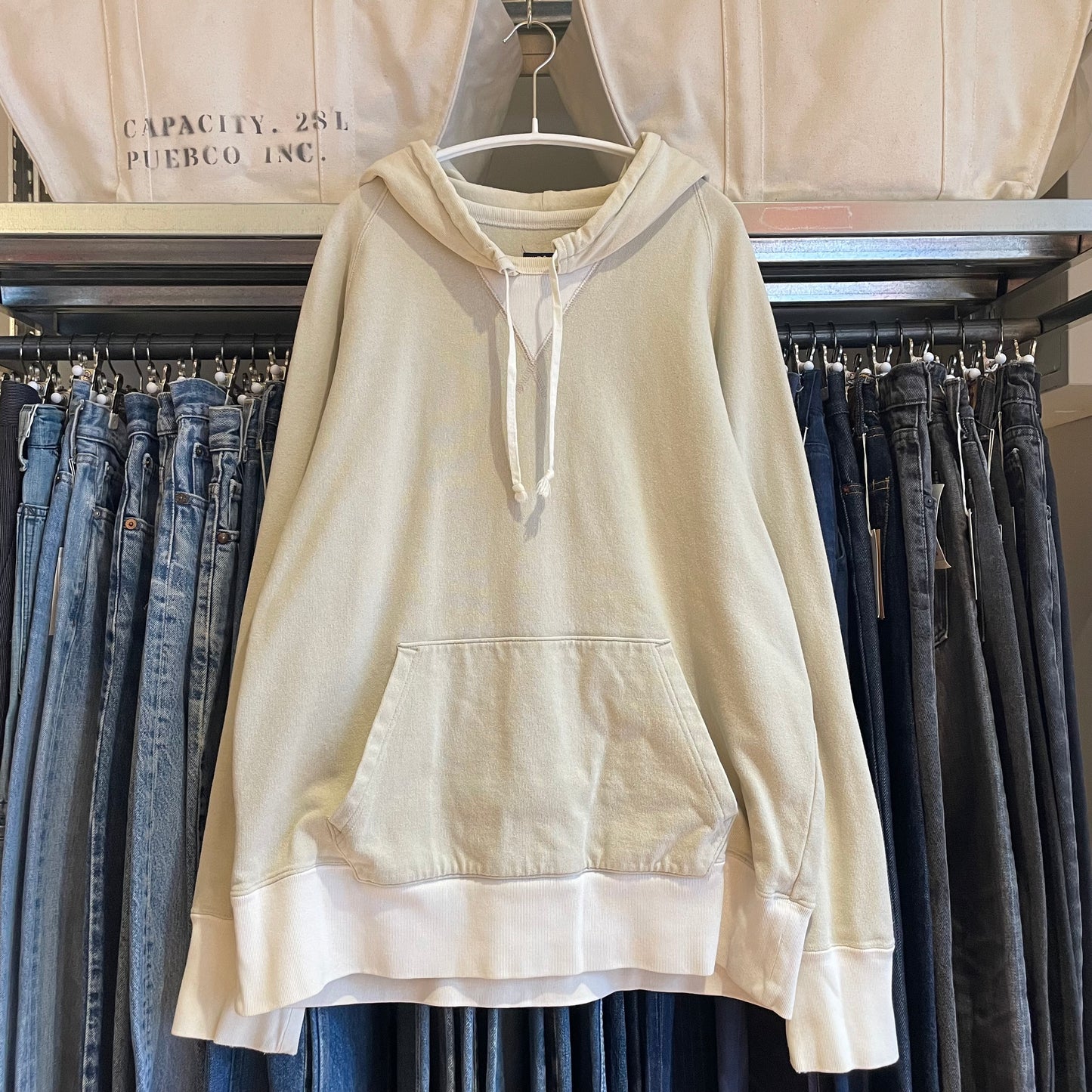 Beige Sewn Hood Sweatshirt