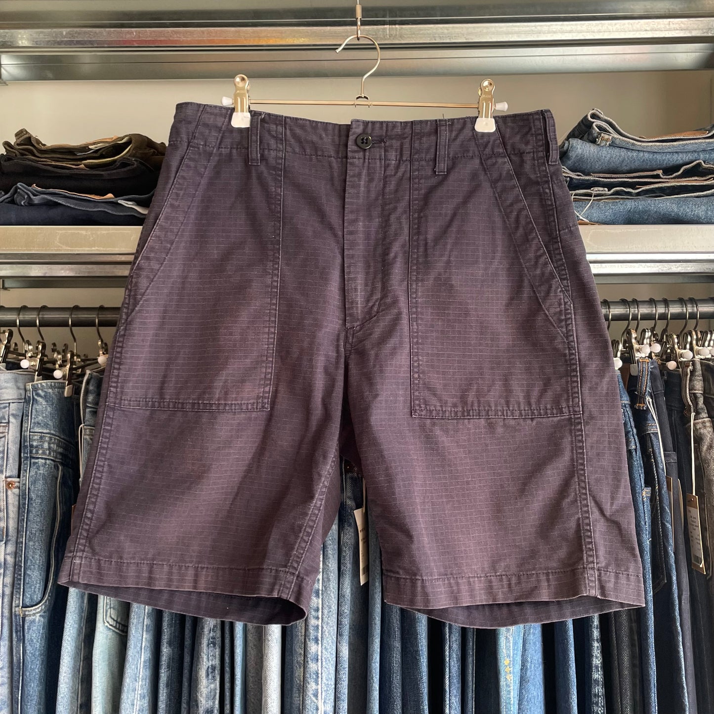 EG Navy Cotton Shorts Talon Zip