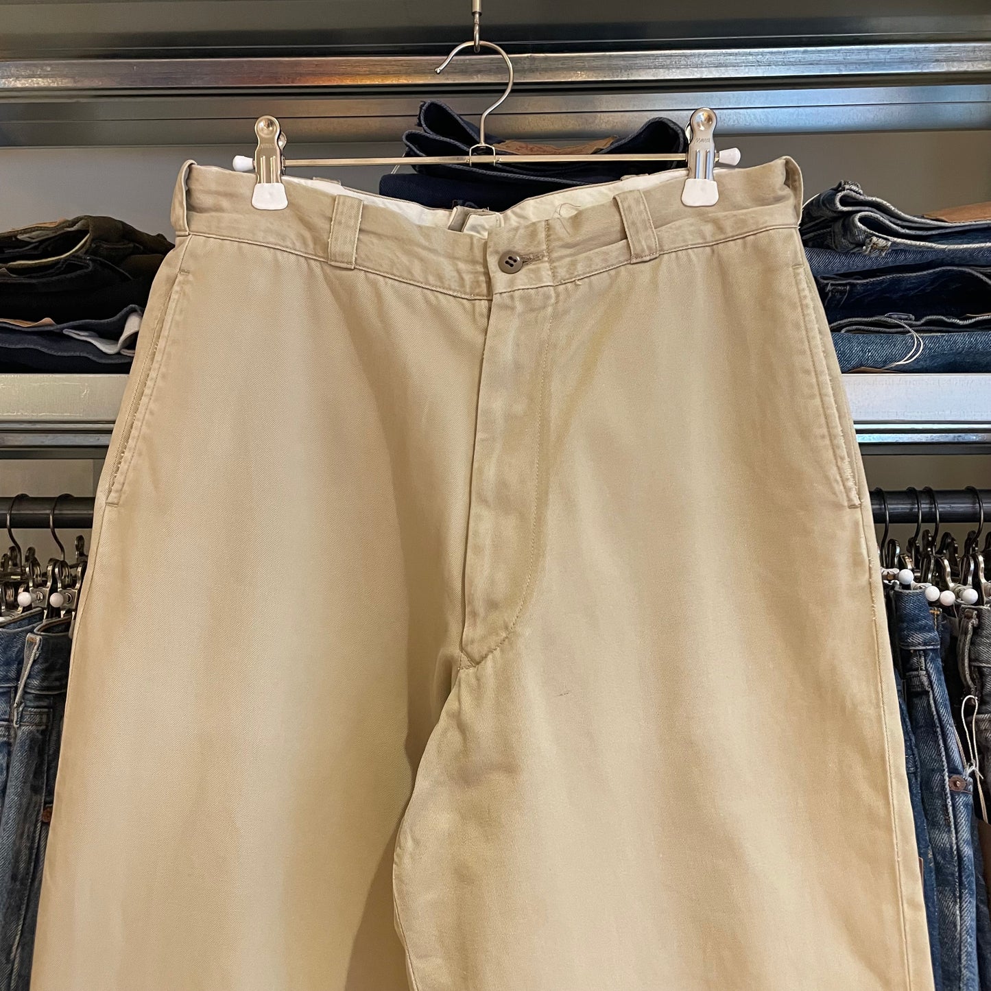 Military Chino Pants Distressed Scovill Zip