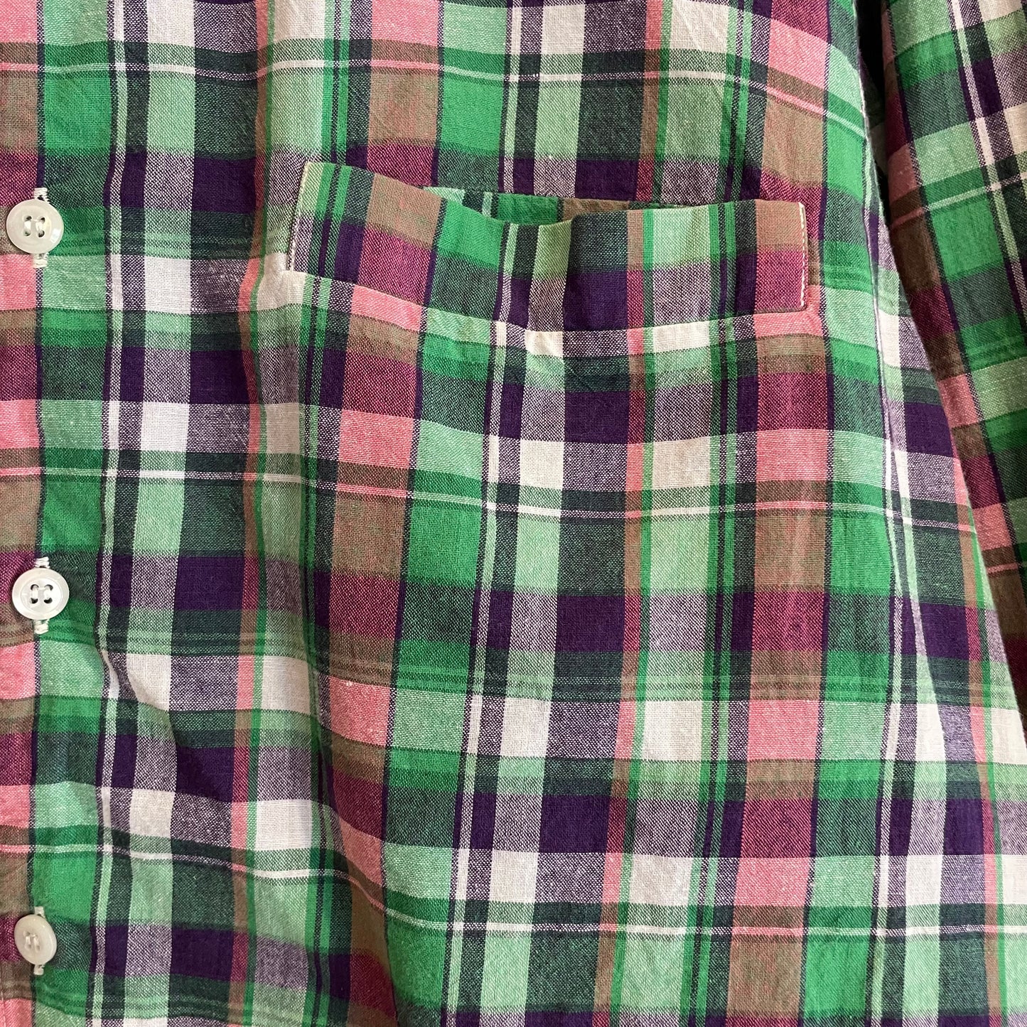 Plaid Button Down Shirt Multi Cotton