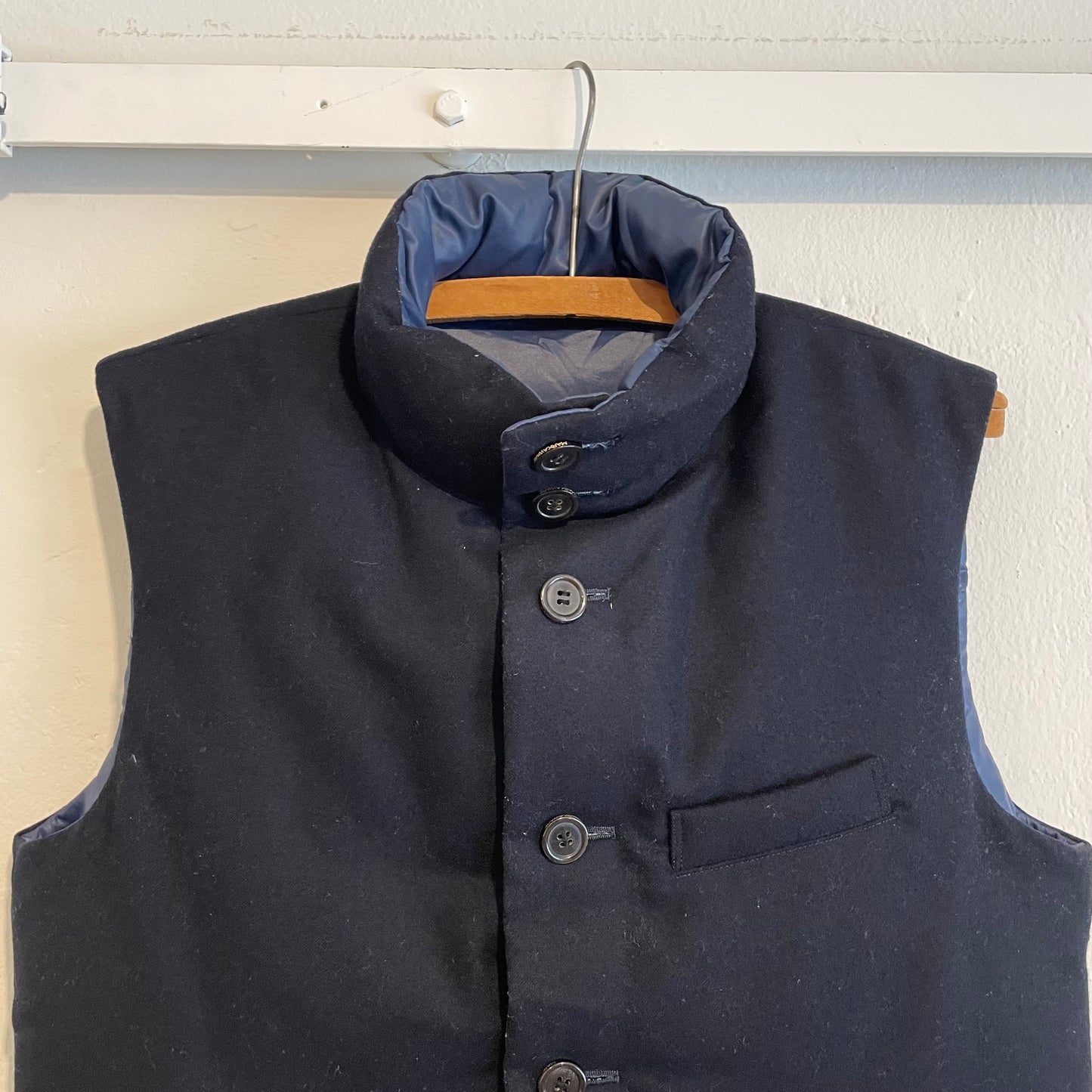 Snap-Front Puffer Vest Navy Reversible