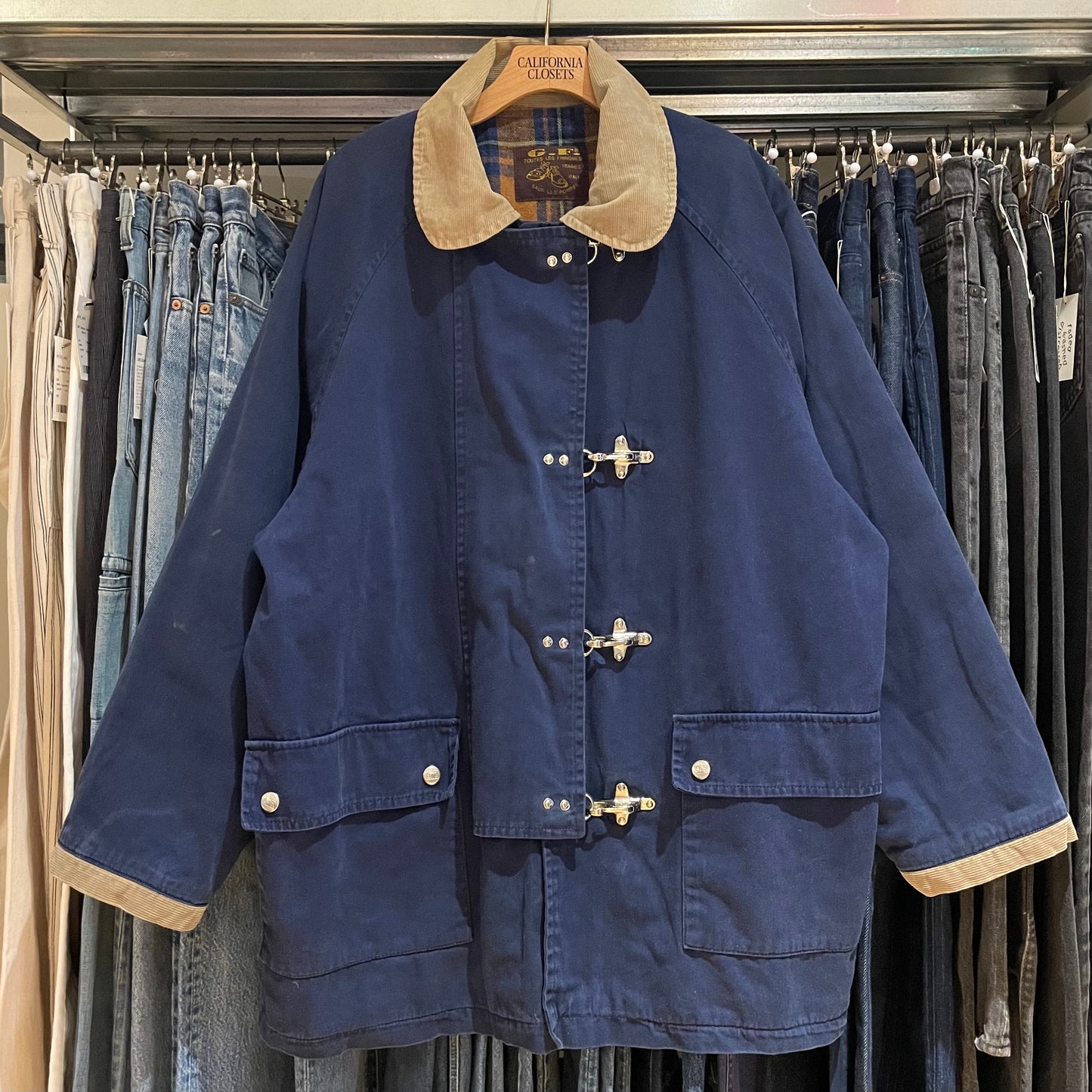 Corduroy Collar Toggle Coat Navy
