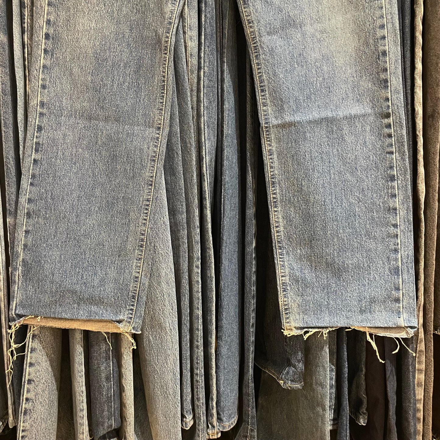 Ring Spun Jeans Mid Wash Blue Cut Off Ideal Zip