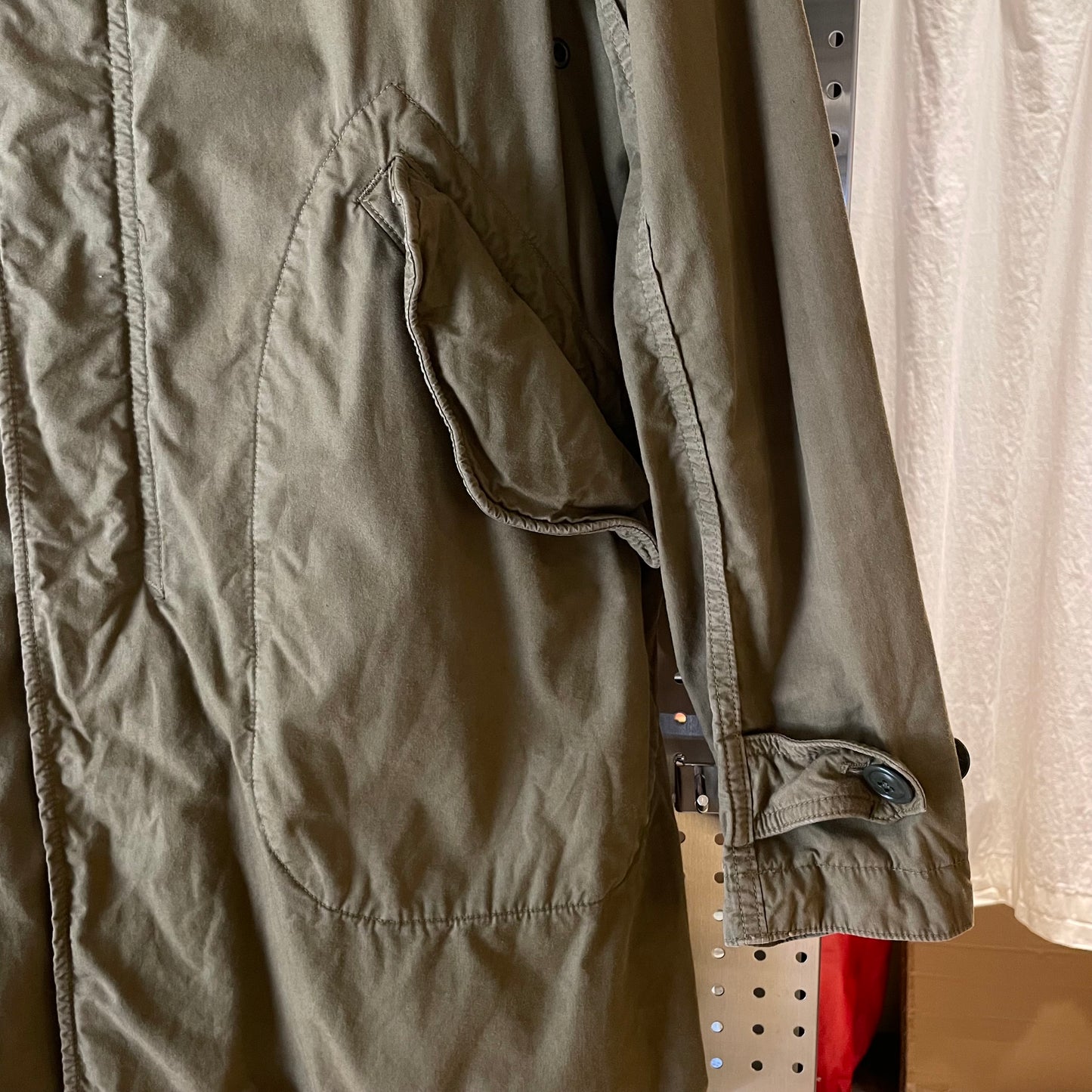 Drawstring Hood Parka Olive Green Military