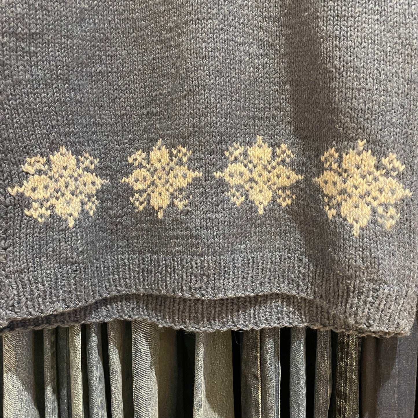 Snowflake Knit Turtleneck Sweater Blue