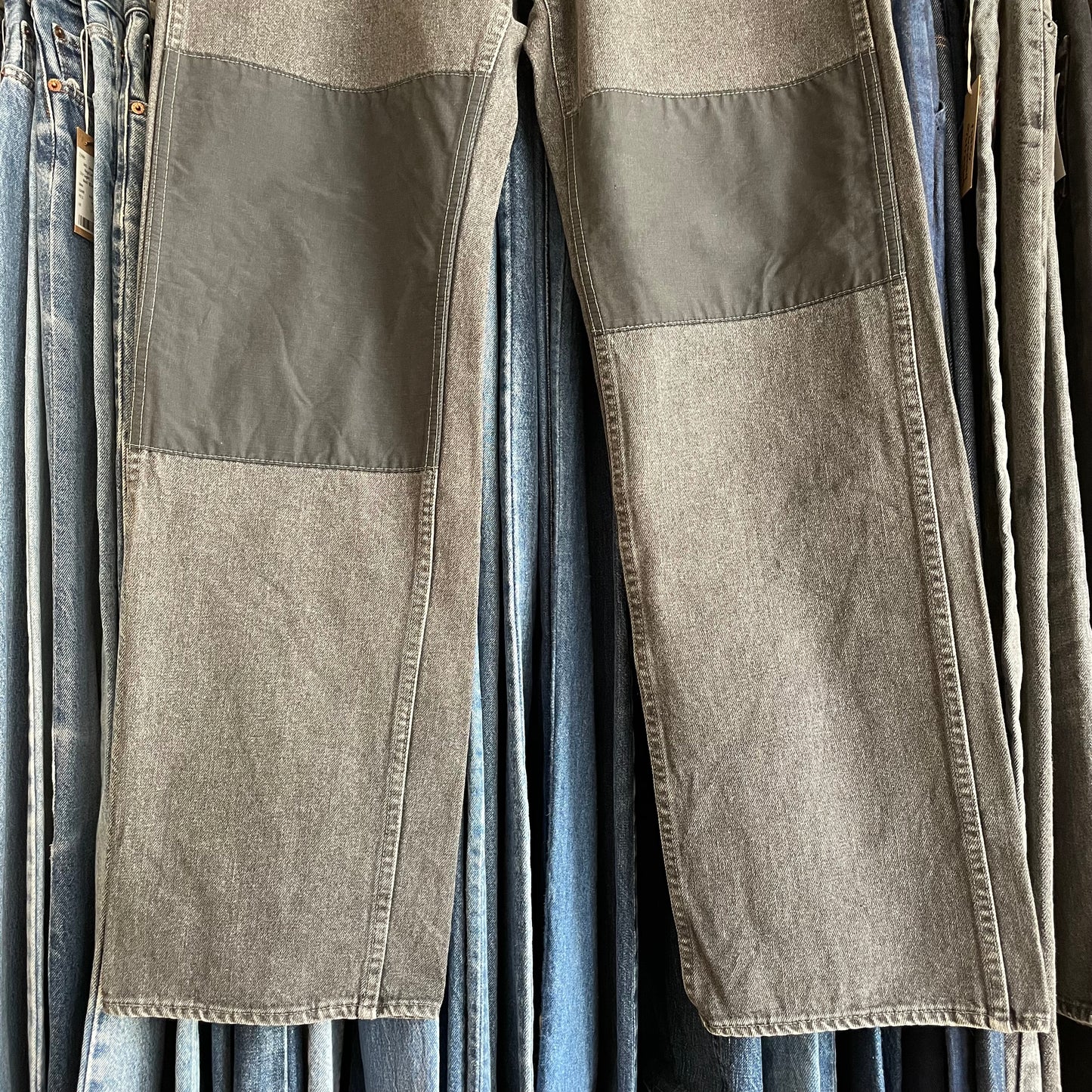 Patchwork Denim Pants Black