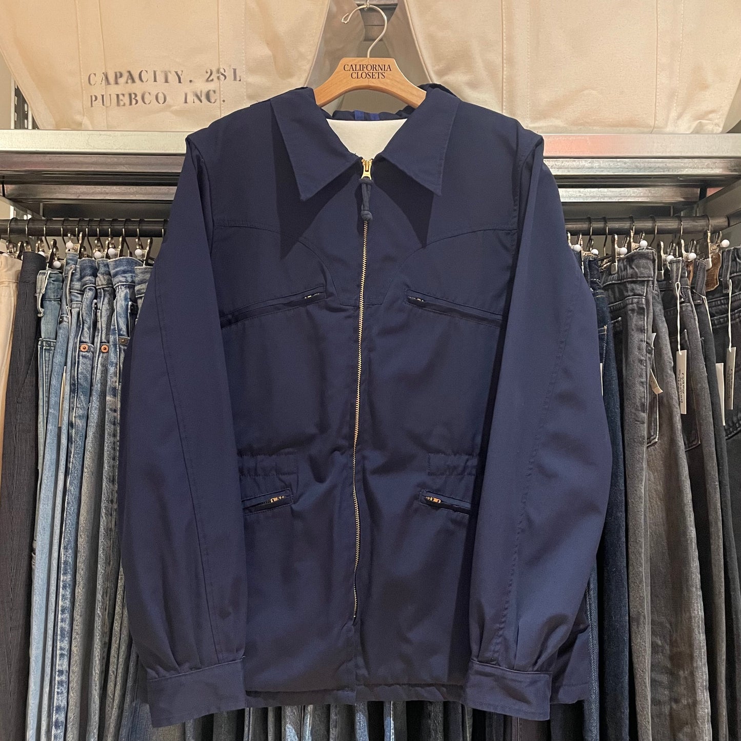 Hooded Utility Work Jacket Navy