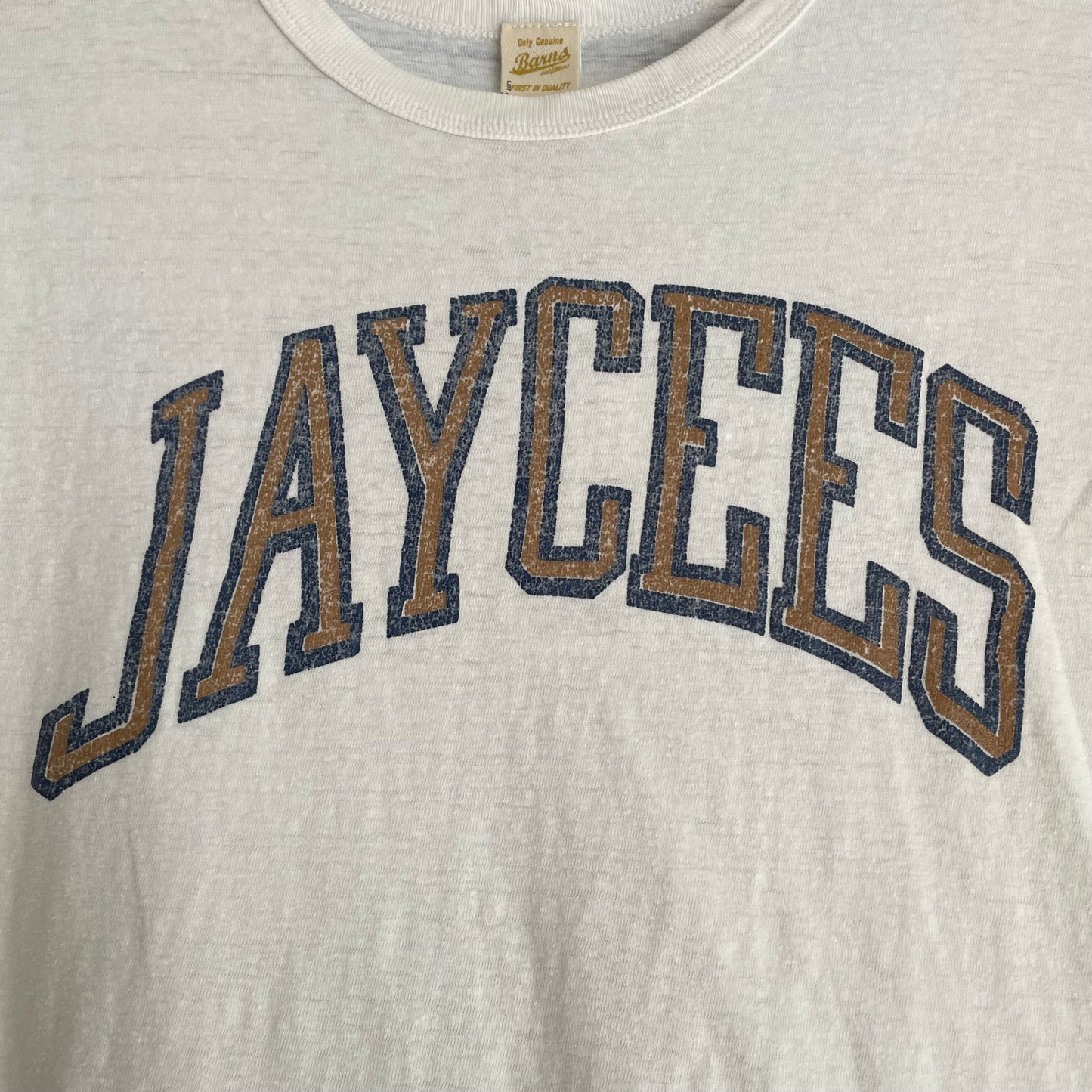 Jaycees Print Stripe Sleeve Tee White