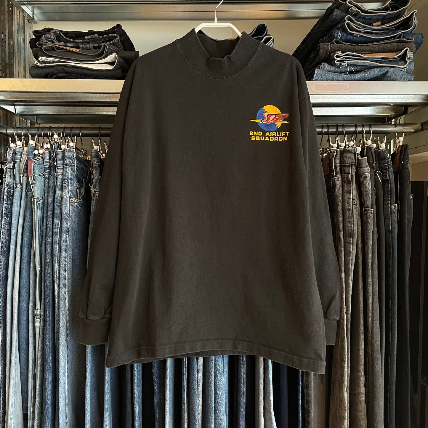 2nd Airlift Squadron L/S T-Shirt Black Cotton