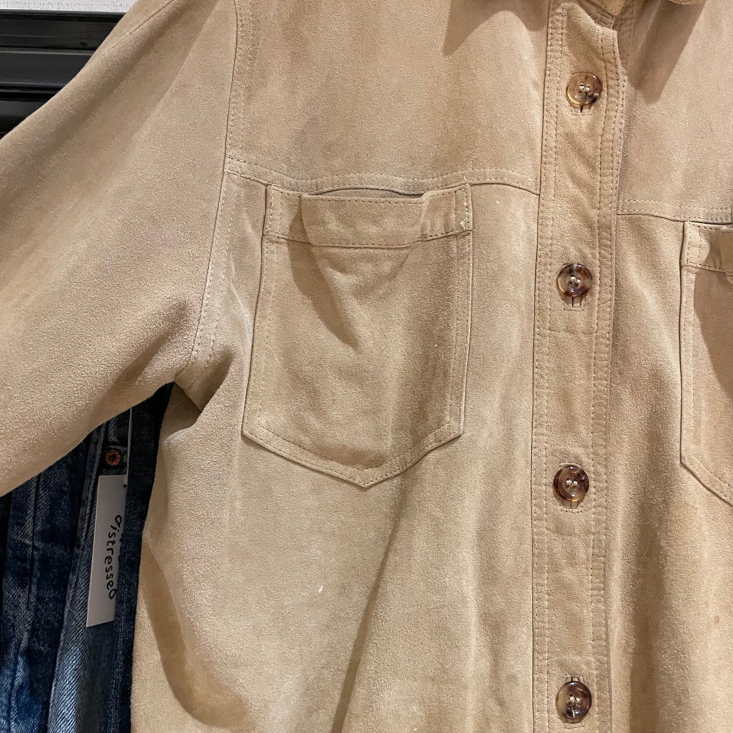 Double Pocket Leather Shirt Tan