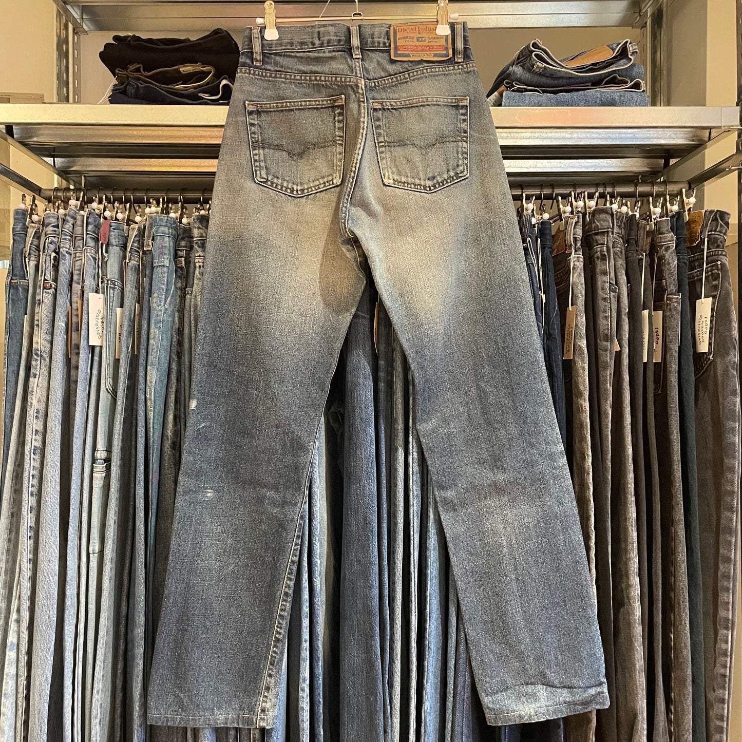 Light Wash Tapered Denim Jeans Italy